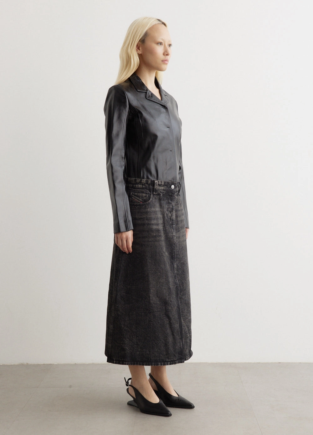 L-Ory Giacca Denim Midi Skirt Insulated Lining ModularLayering