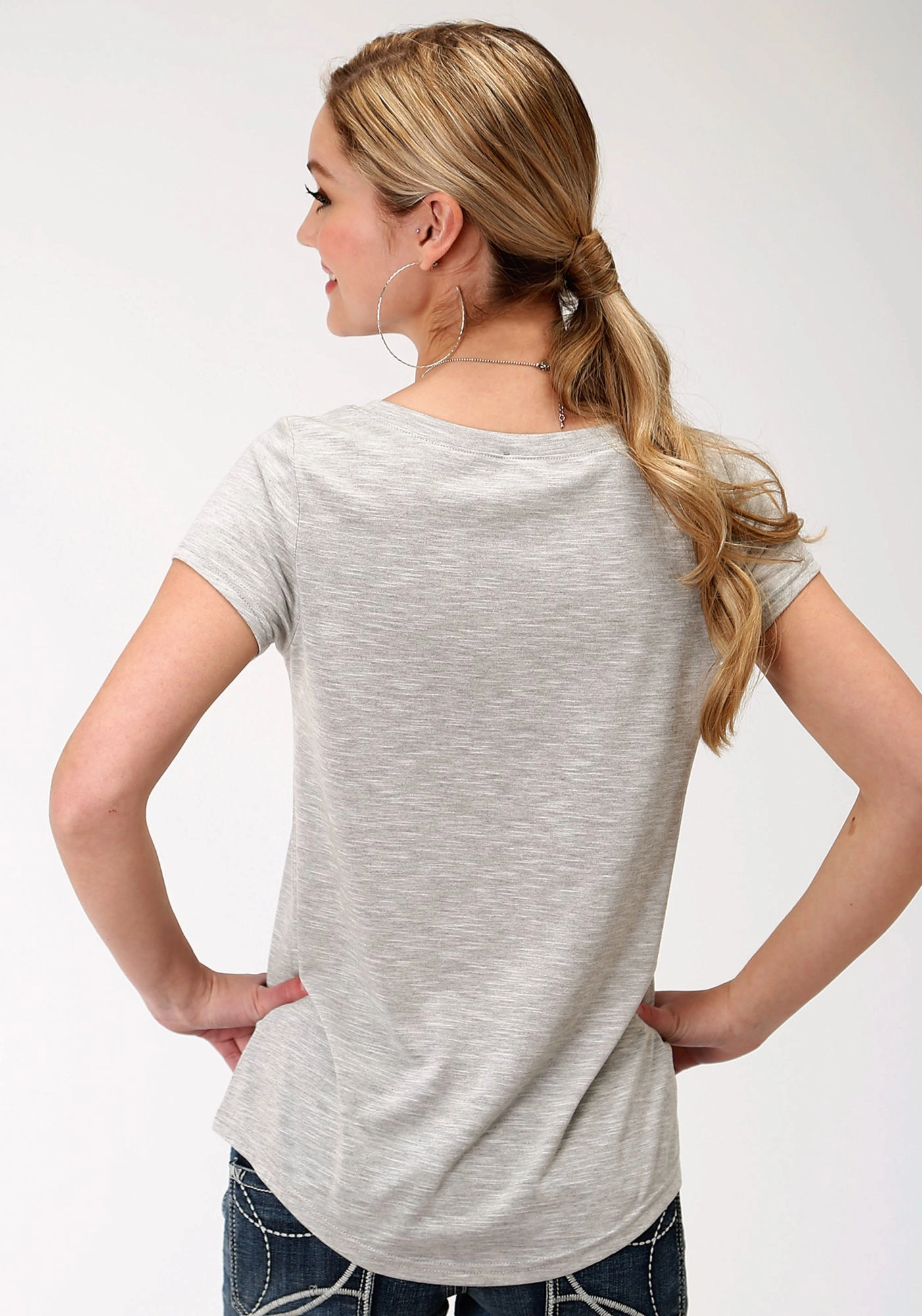 Roper Womens Charcoal Grey Poly/Rayon Cacti S/S T-Shirt Athletic Look Loose Comfort