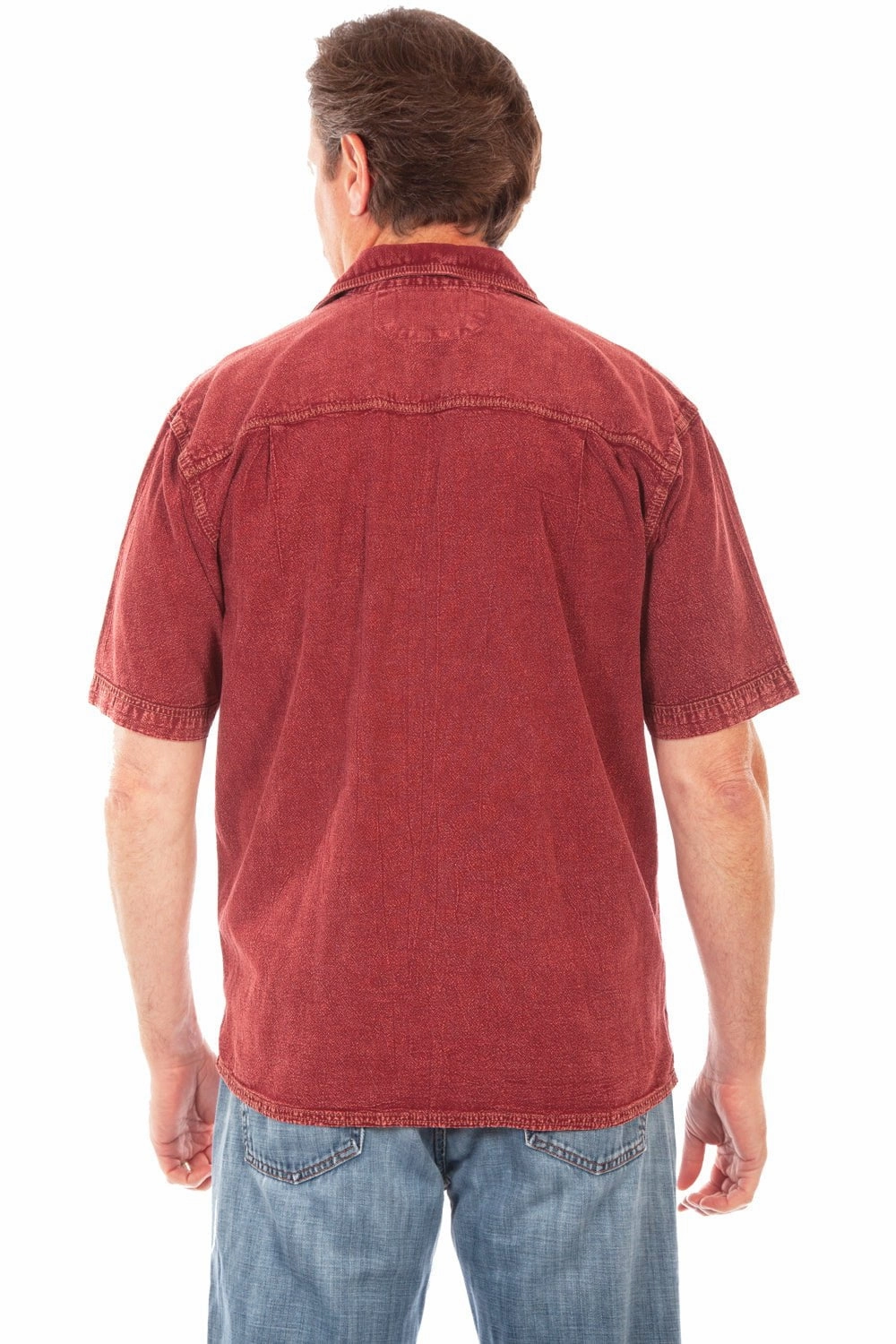 Scully Mens Burgundy 100% Cotton Traveler S/S Shirt Layering Essential