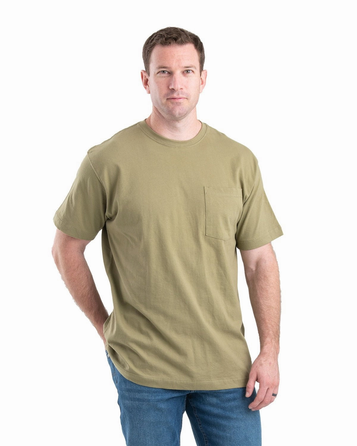 Plus Size Fit Date night Berne Apparel Mens Heavyweight Pocket Tee Desert 100% Cotton S/S T-Shirt
