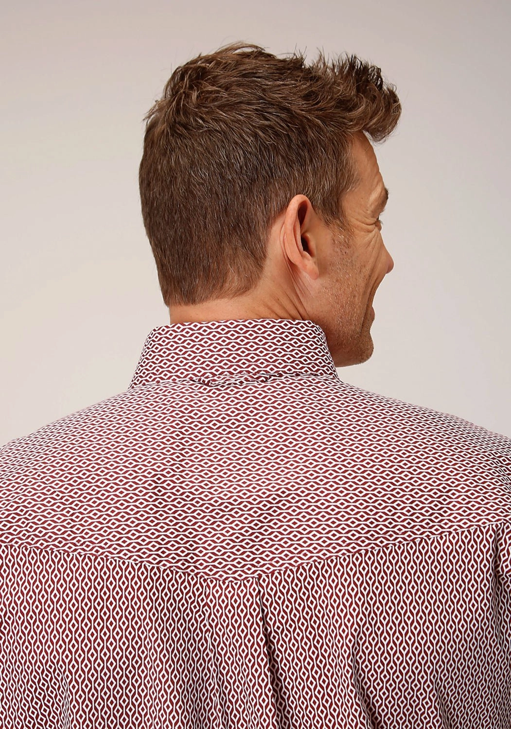 Roper Mens Climbing Diamond Red Cotton Blend S/S Shirt stain resistant coating crew neck