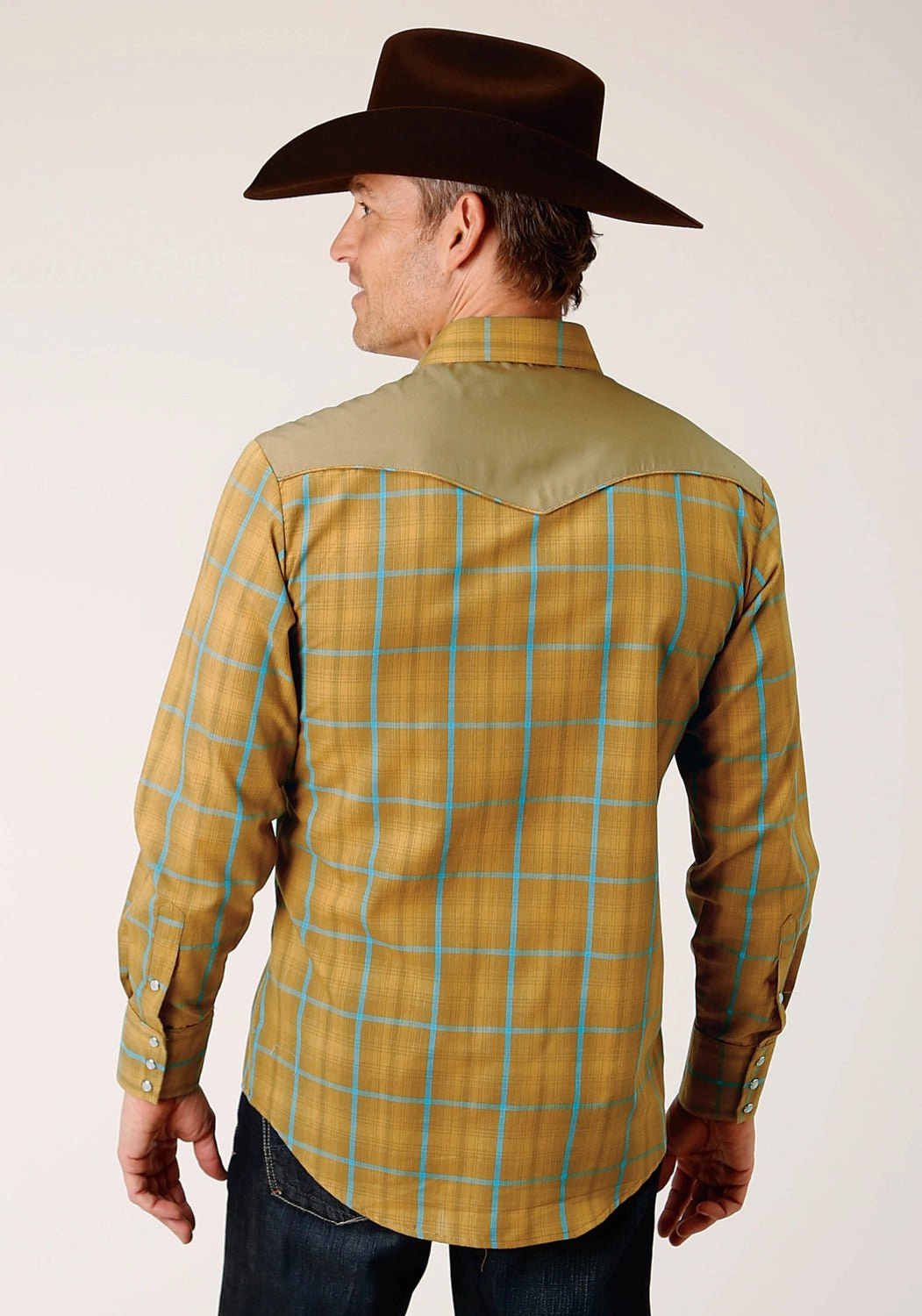 Multipurpose Layering Fabric Roper Mens Butterscotch Plaid Yellow Cotton Blend L/S Shirt