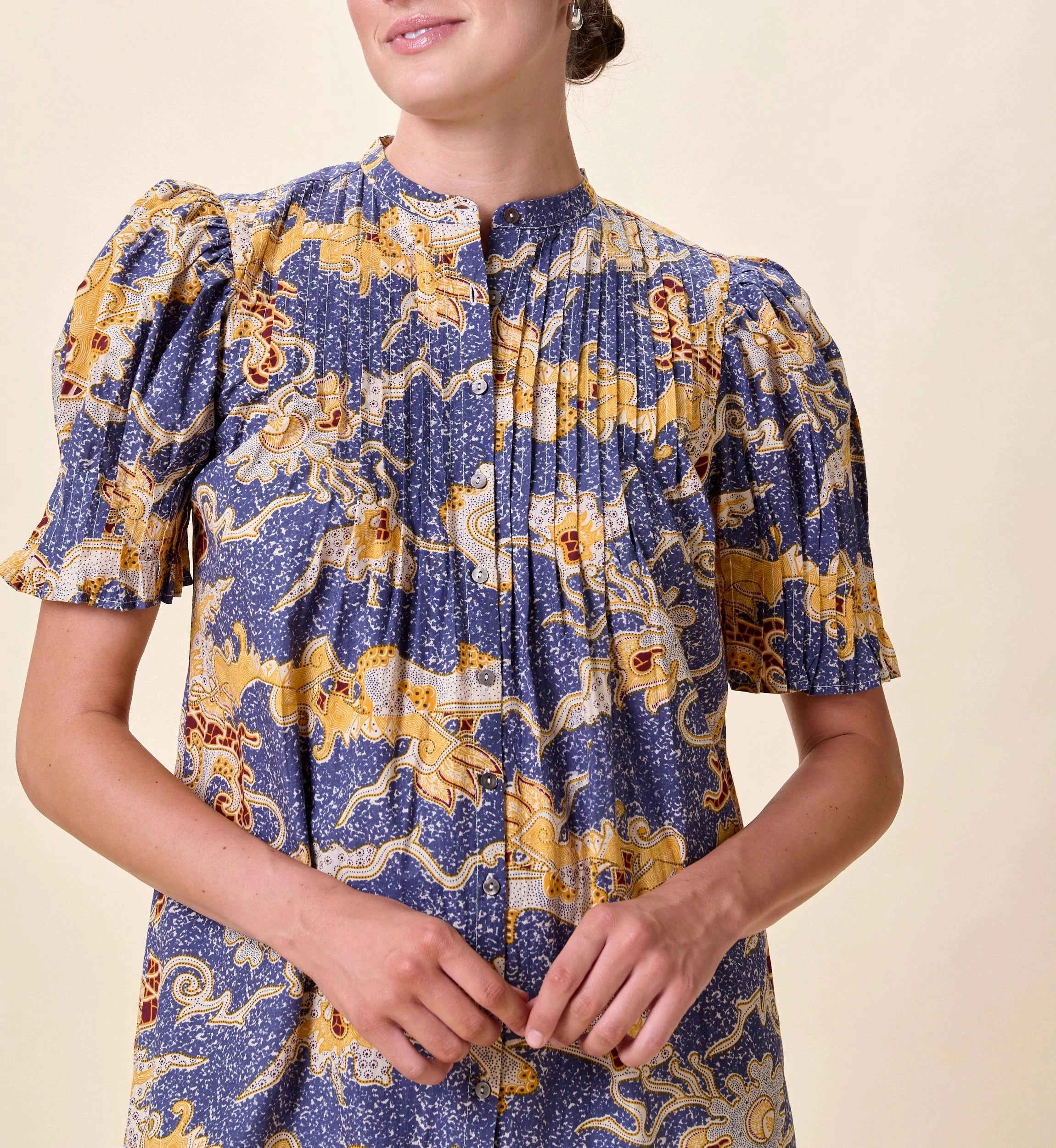 Nadia Mini Dress | Blue Castello Perfect Shape Beaded-Edge