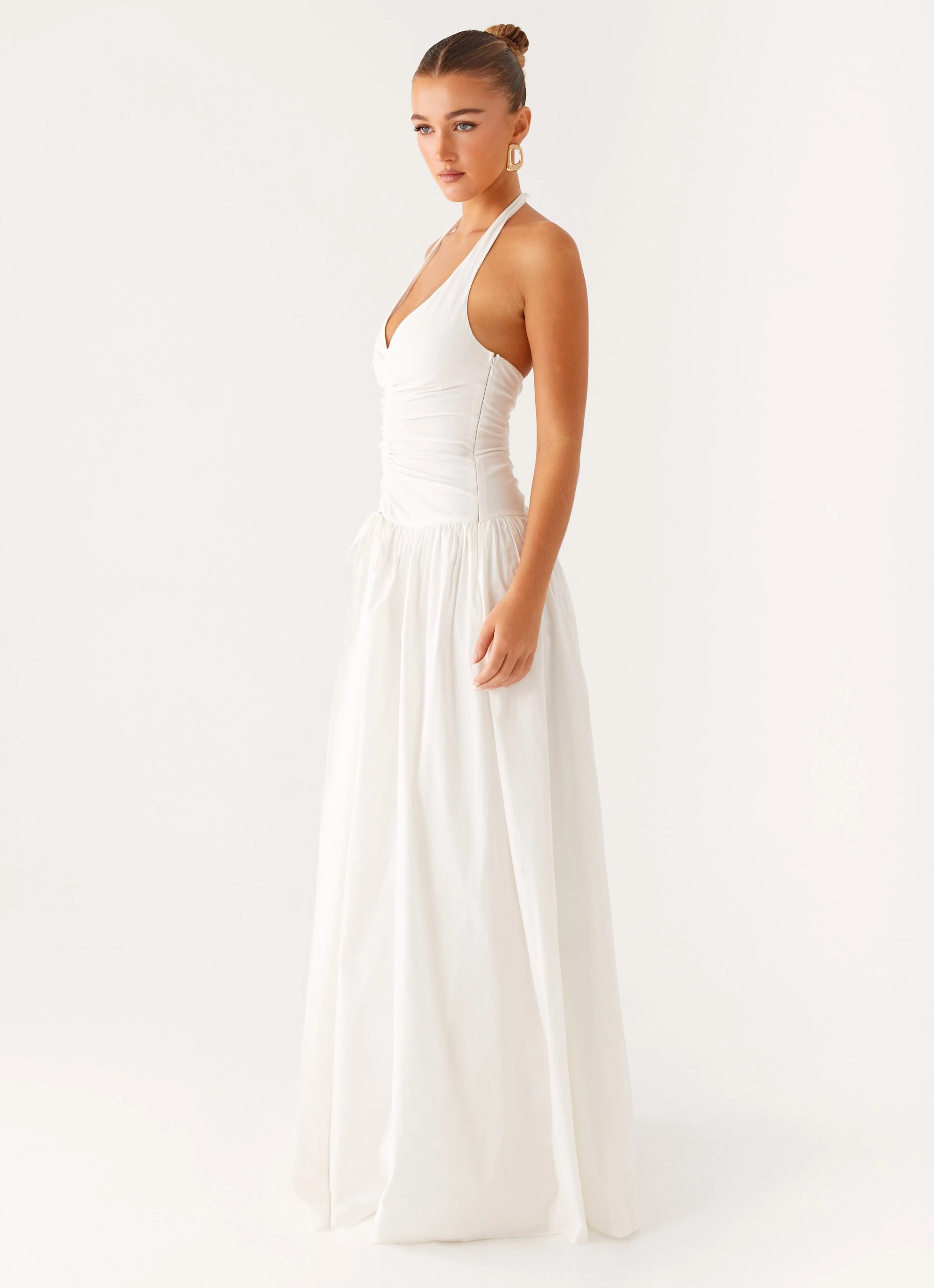 Narnie Maxi Dress - Ivory Front-Pocket Midnight Mood