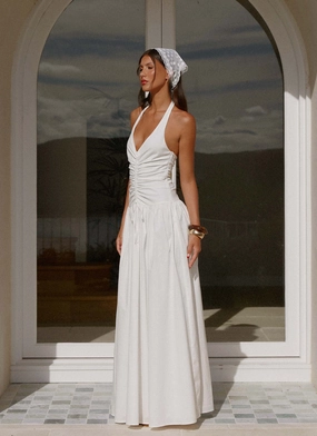 Metallic Finish Daily Flex Narnie Maxi Dress - Ivory
