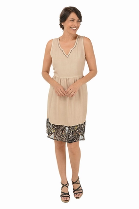 All Fitwear Natural Animal Hem Sleeveless Babydoll Dress