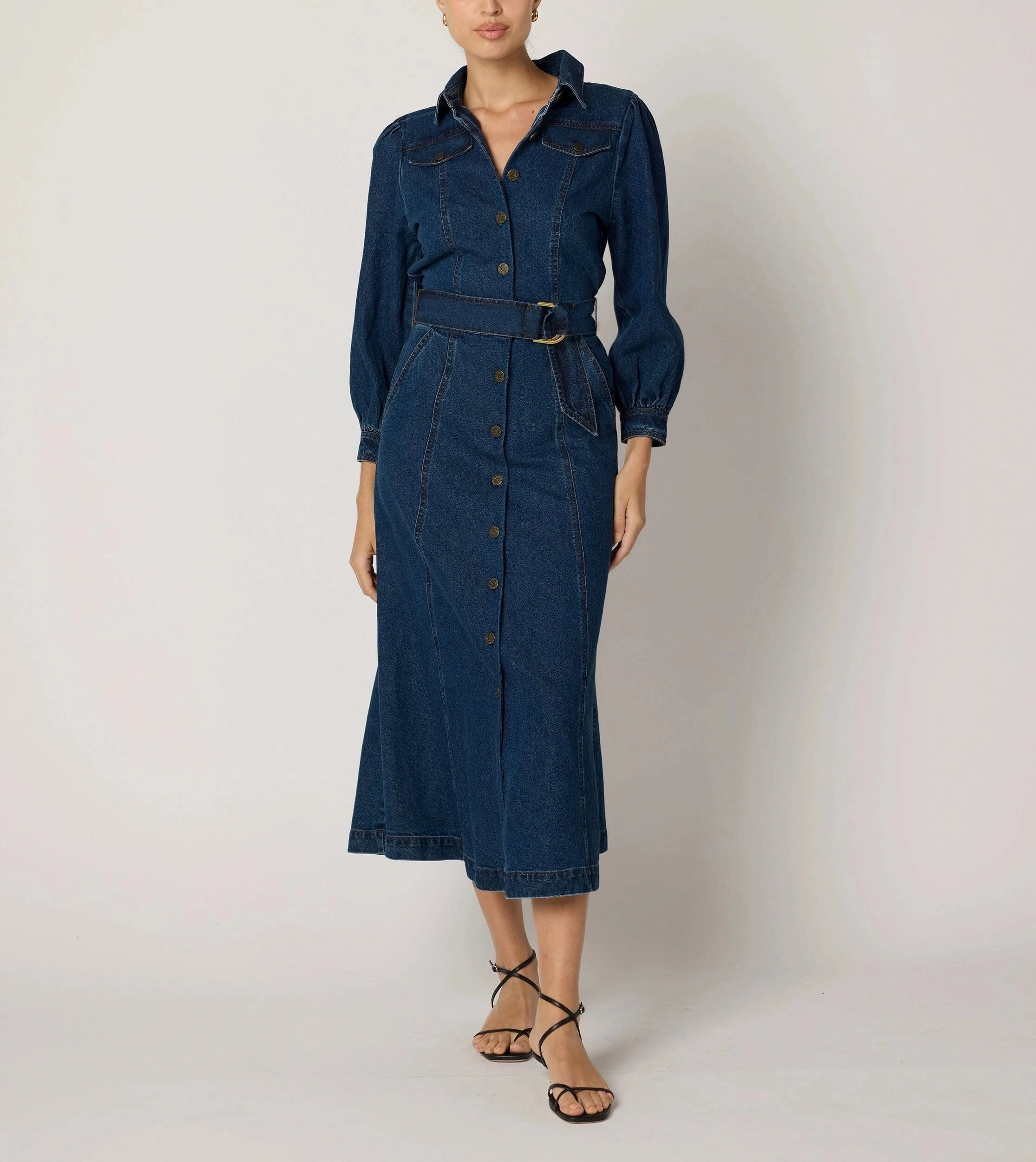 Timeless office dress Naya Midi Dress | Denim