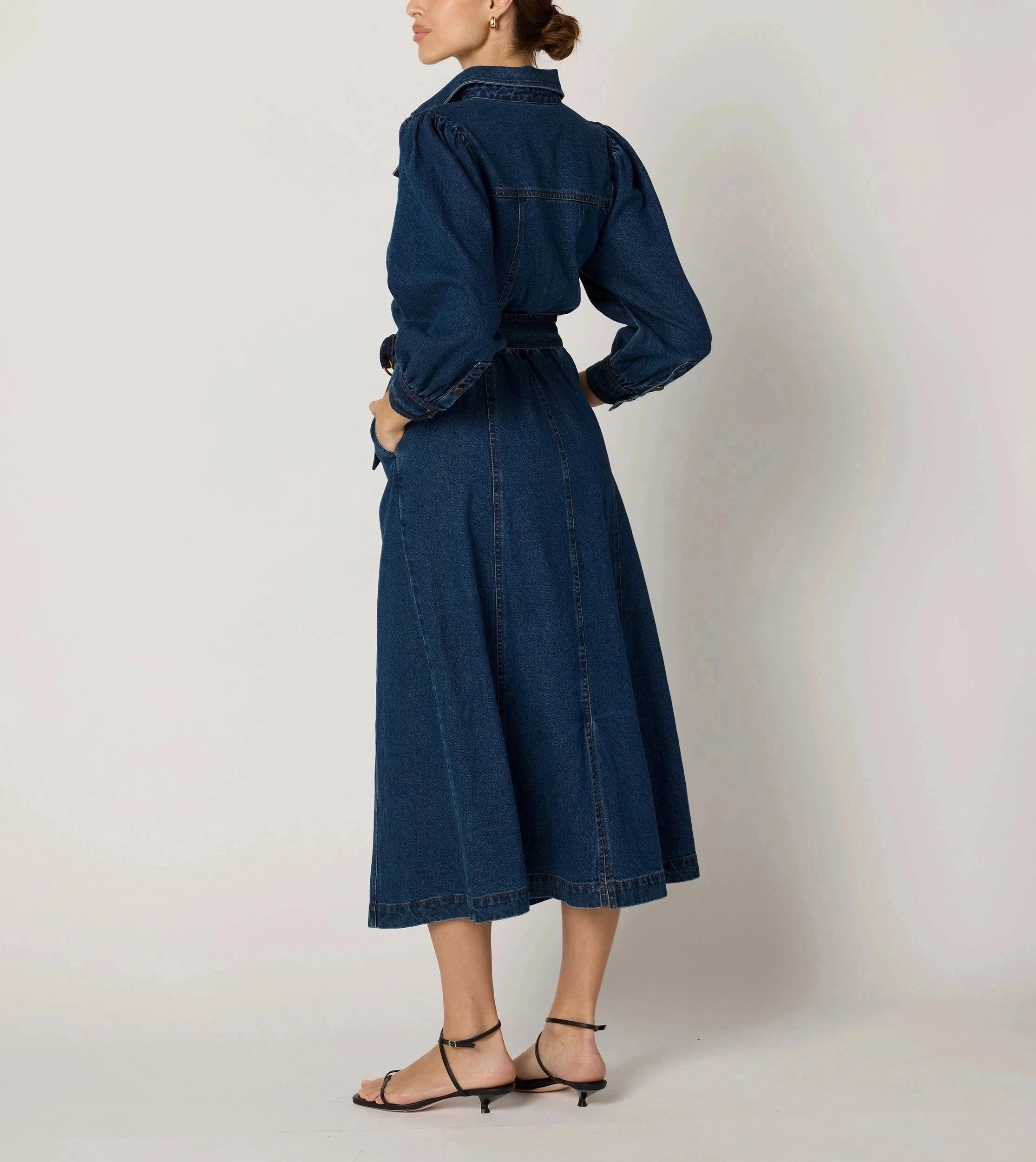 Naya Midi Dress | Denim Transitional-Wear Seasonal Must-Have