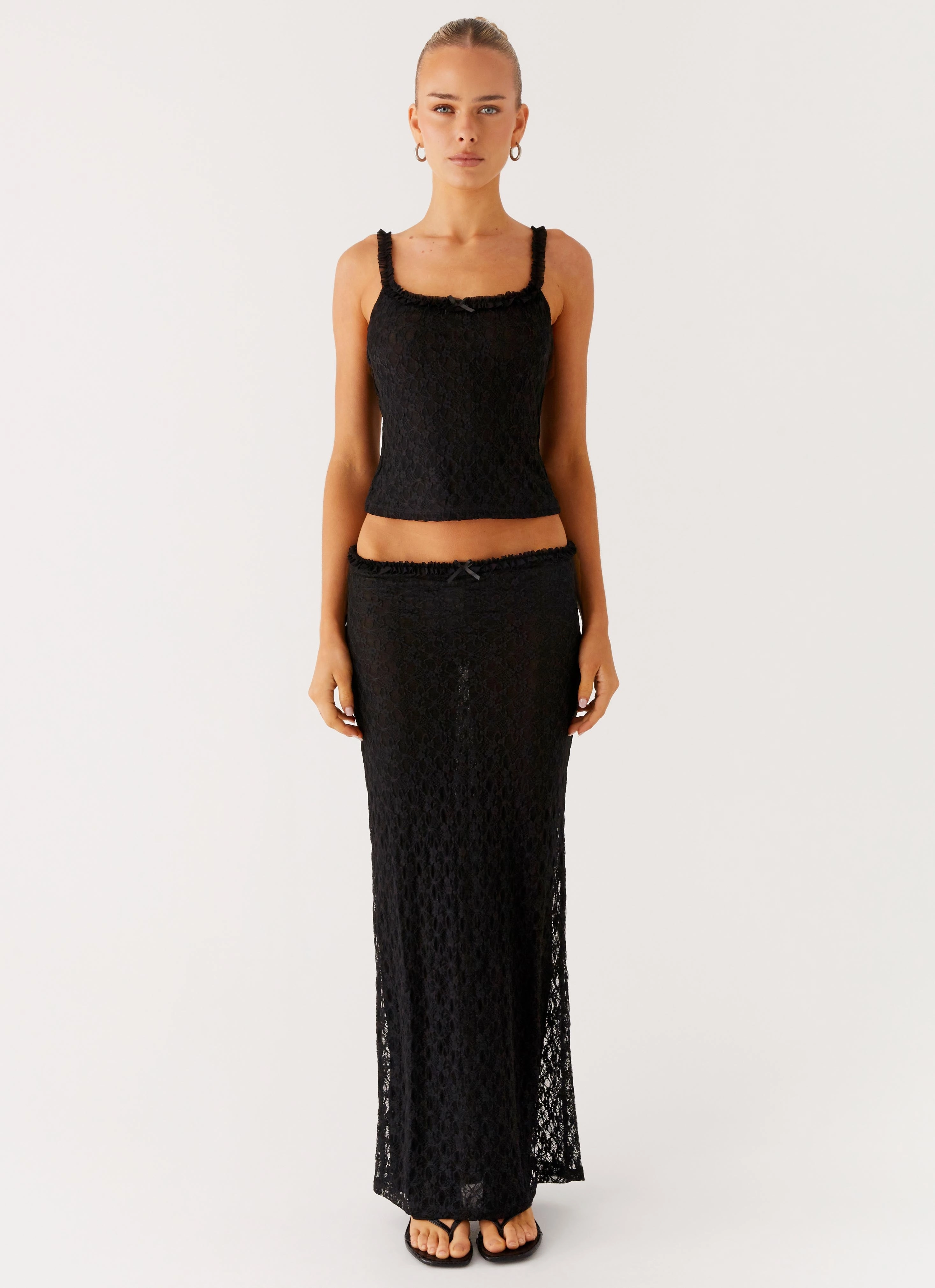 Ophira Maxi Skirt - Black Functional Fashion Elegant Texture