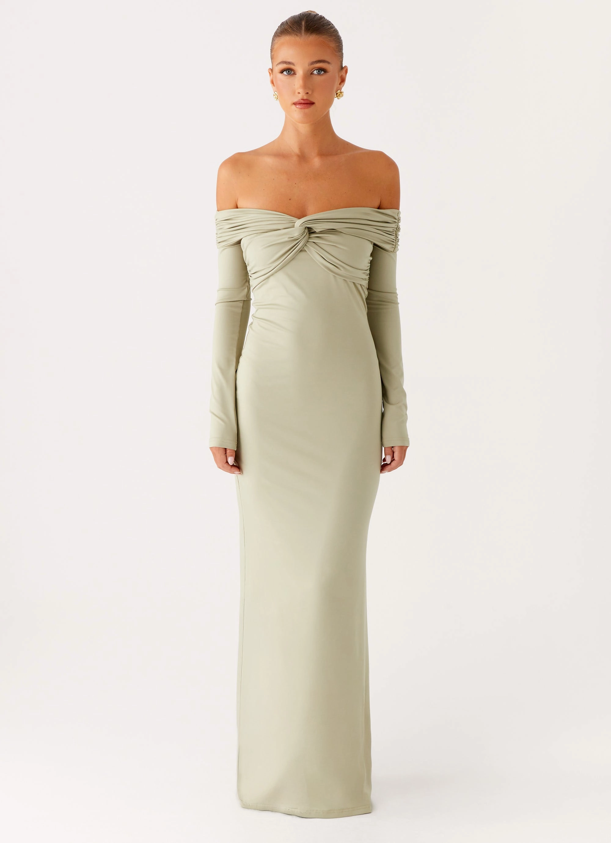 Flattering and Chic Gender Inclusive Marla Long Sleeve Maxi Dress - Sage