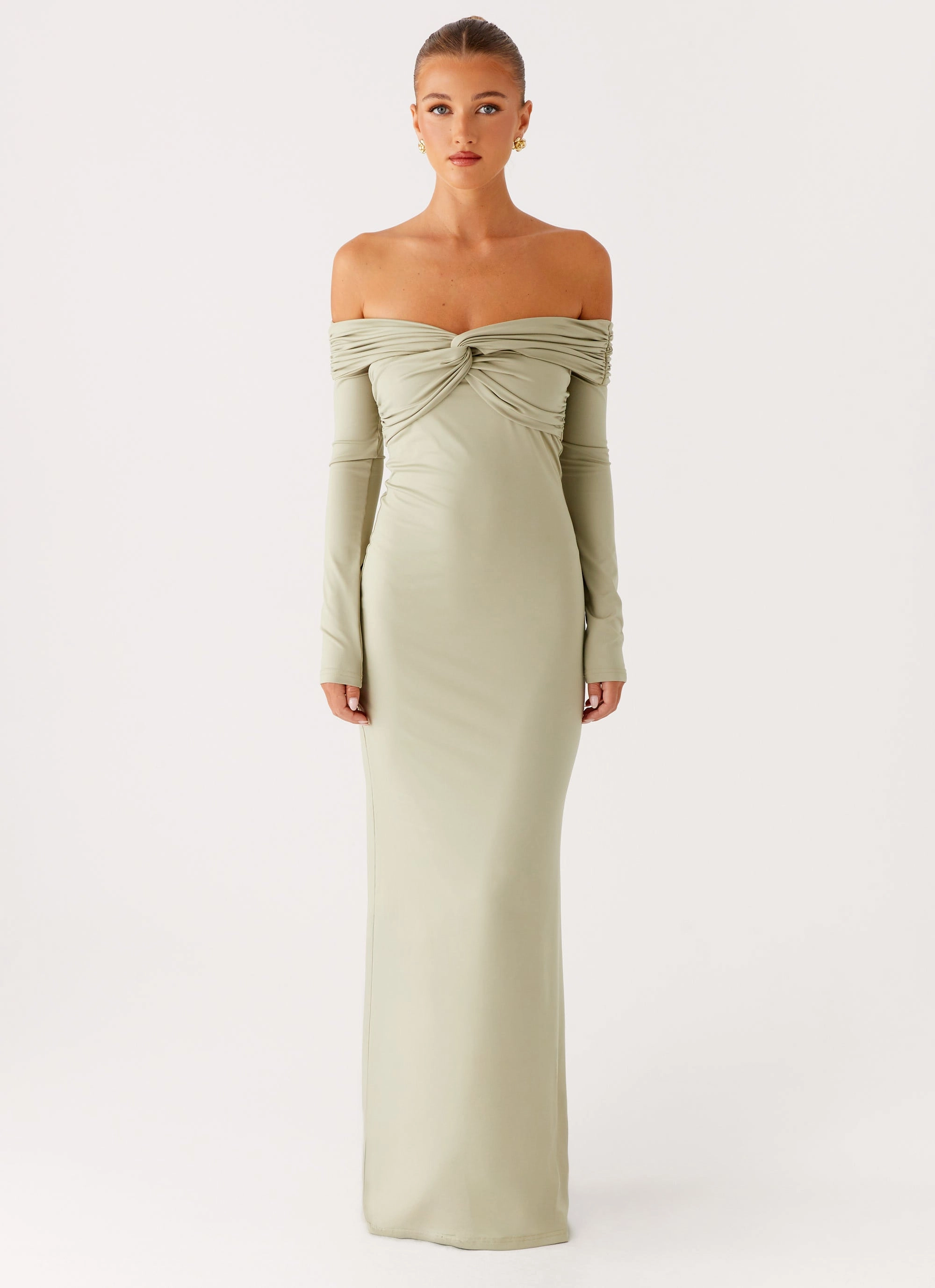 travel mode Smile Feel Marla Long Sleeve Maxi Dress - Sage