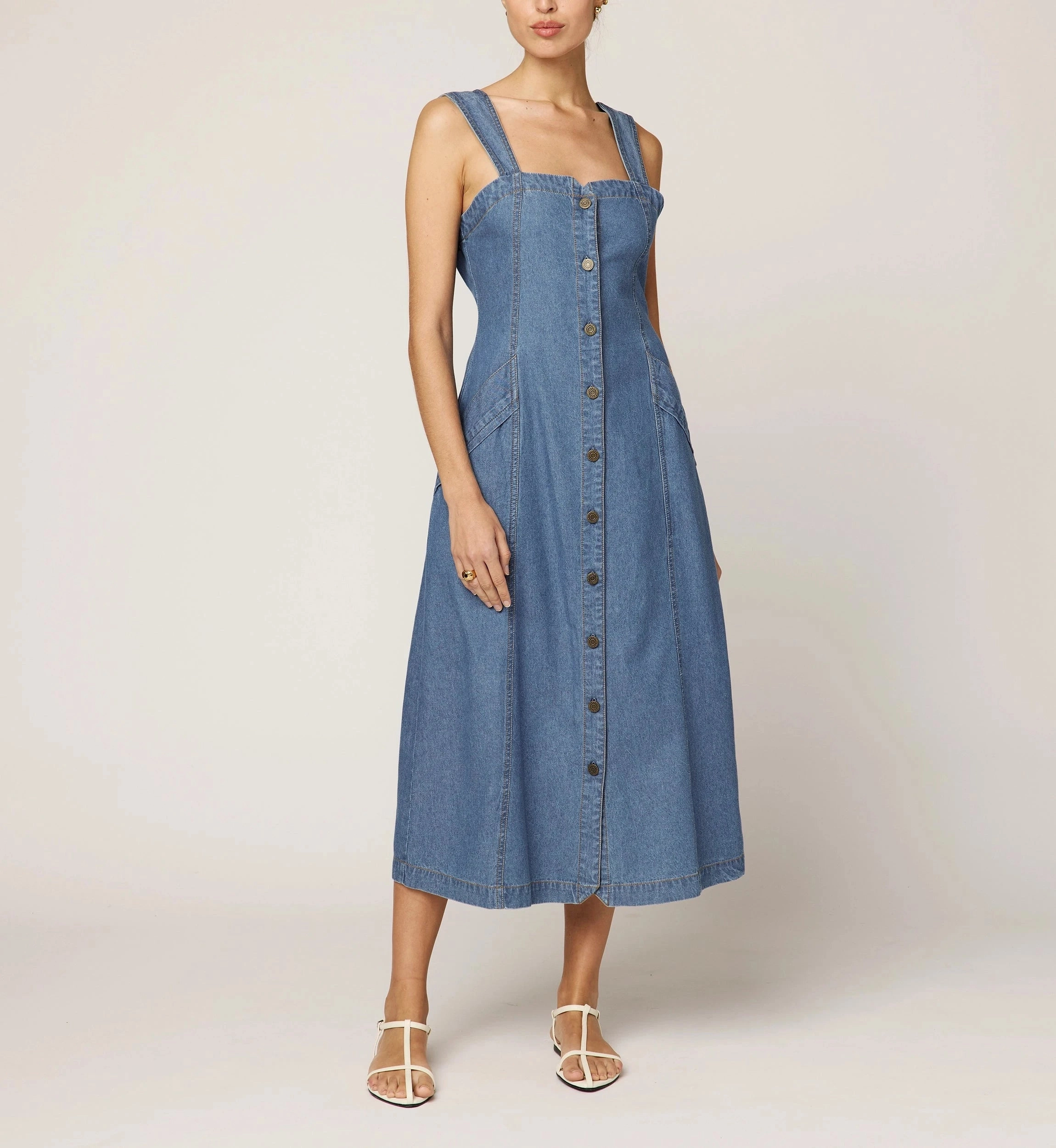Liberty Midi Dress | Light Denim Flare Breeze