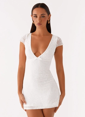 Nessa Mesh Mini Dress - White Spring Flow Draped-Style
