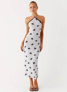 Chilly Weather Comfort Nestel Flock Halter Midi Dress - Lilac