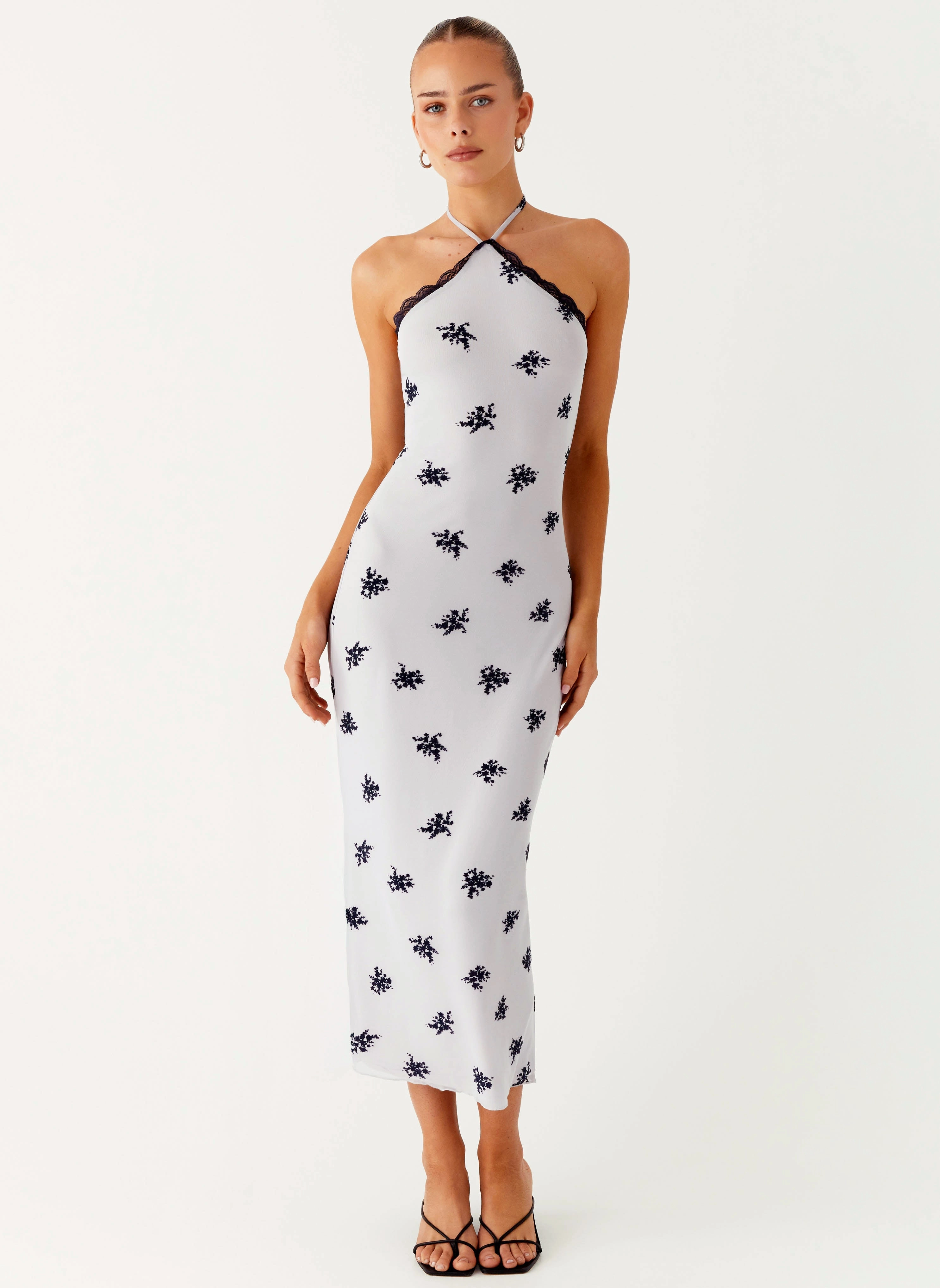 Chilly Weather Comfort Nestel Flock Halter Midi Dress - Lilac