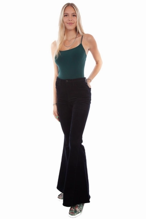 Lightweight Parent Style Durable Scully Womens Bell Bottom Flare Black Cotton Blend Jeans