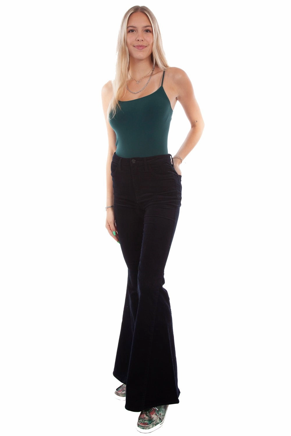 Modern Appeal Light Stretch Scully Womens Bell Bottom Flare Black Cotton Blend Jeans