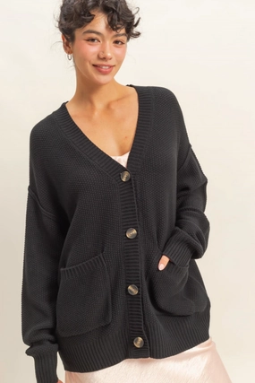 Oversized Button Down Cardigan Relaxed Knitwear