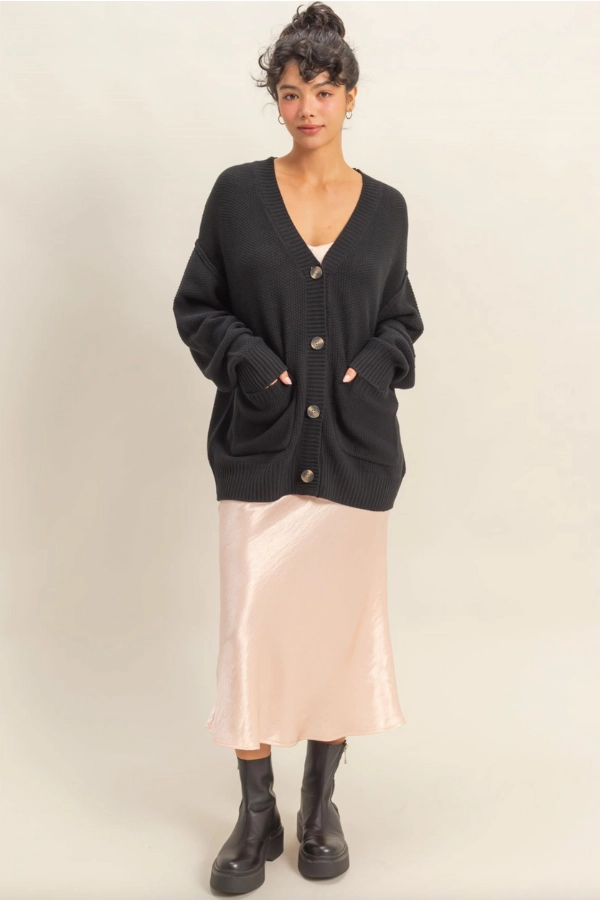 Seasonal Comfort Oversized Button Down Cardigan