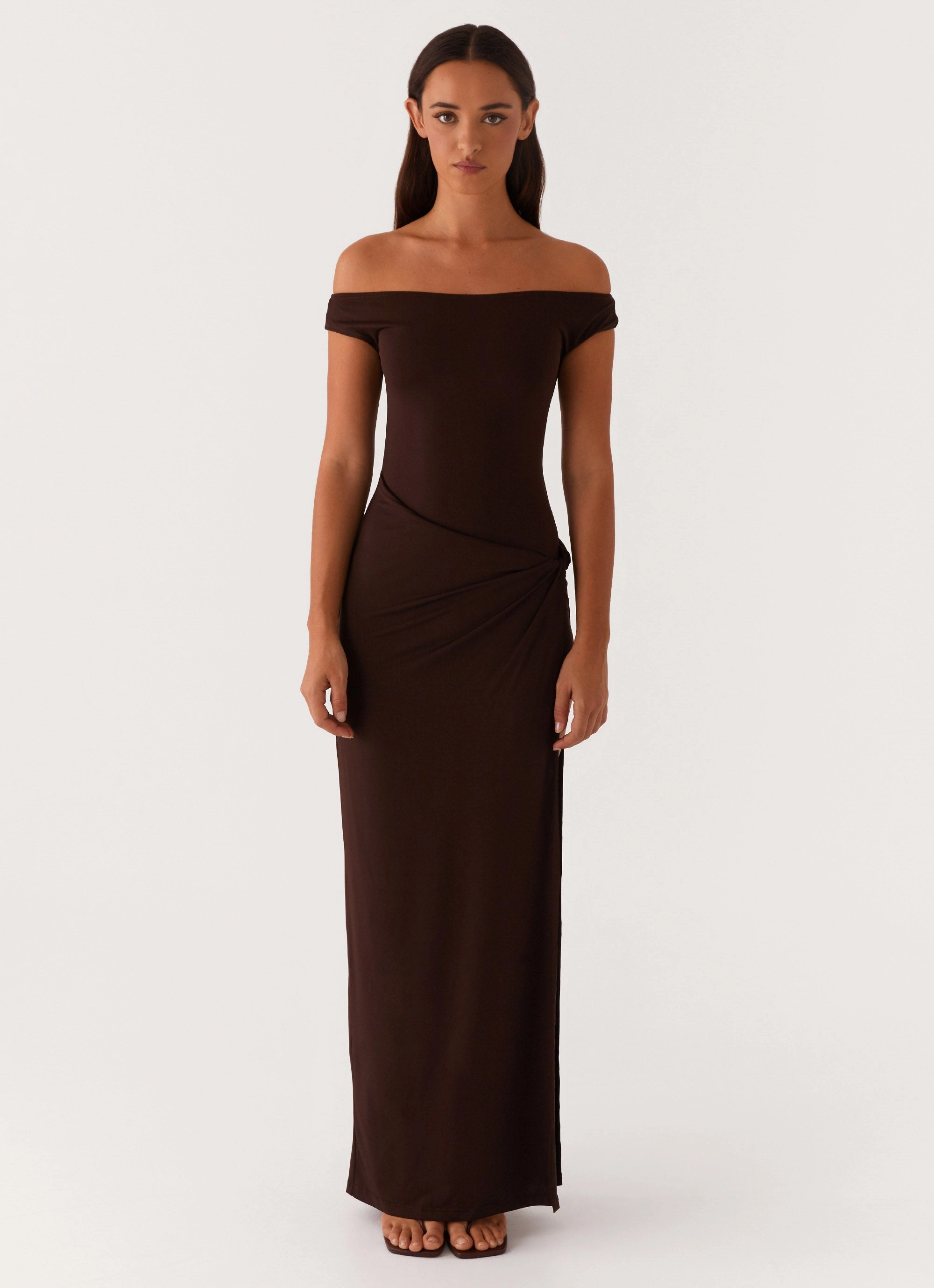 Amerie Maxi Dress - Chocolate Zip-Closure Edgy vibes