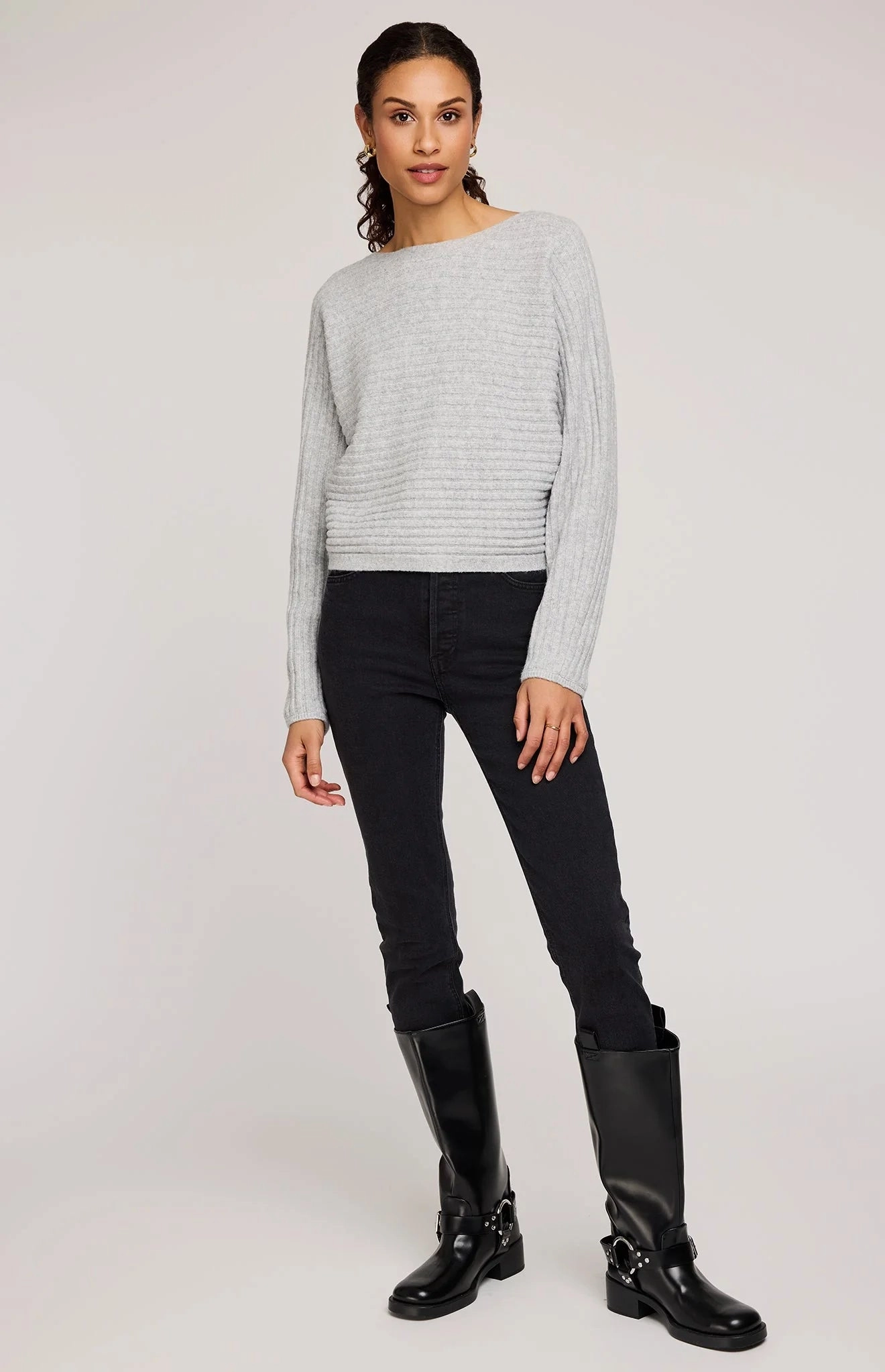 Niko Pullover Sweater - Heather Ash Cozy Fashion Drop Shoulder Cut