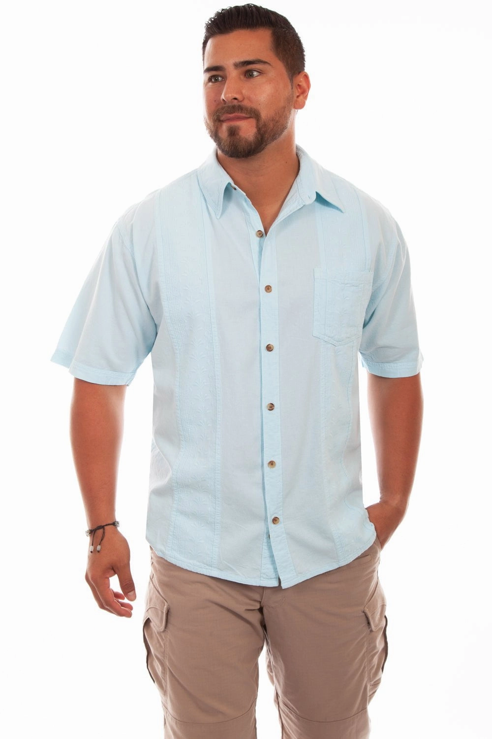 Gym Companion Scully Mens Aqua Sky 100% Cotton Calypso S/S Shirt