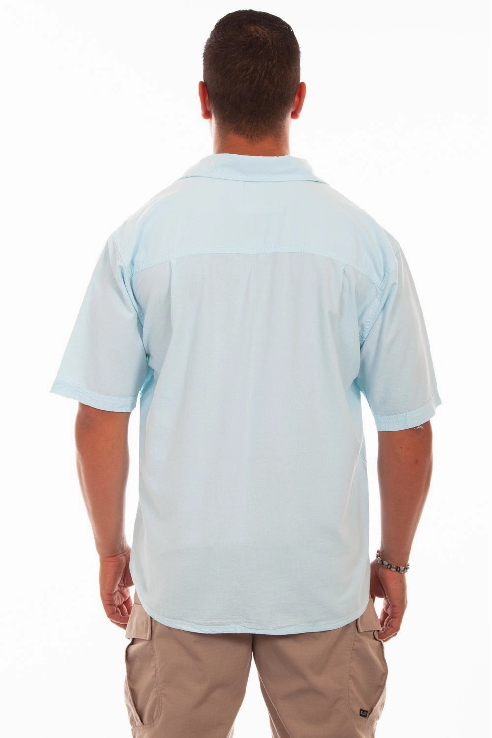 Scully Mens Aqua Sky 100% Cotton Calypso S/S Shirt Reinforced Seams