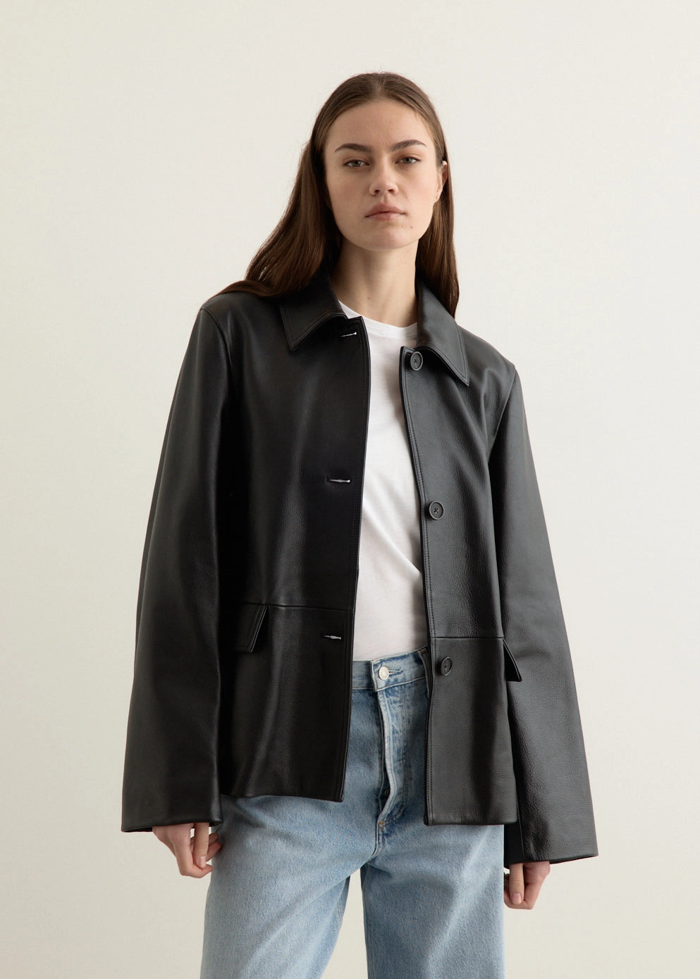 Quilted Stitching Pattern AntiStatic Lining Leather Jacket