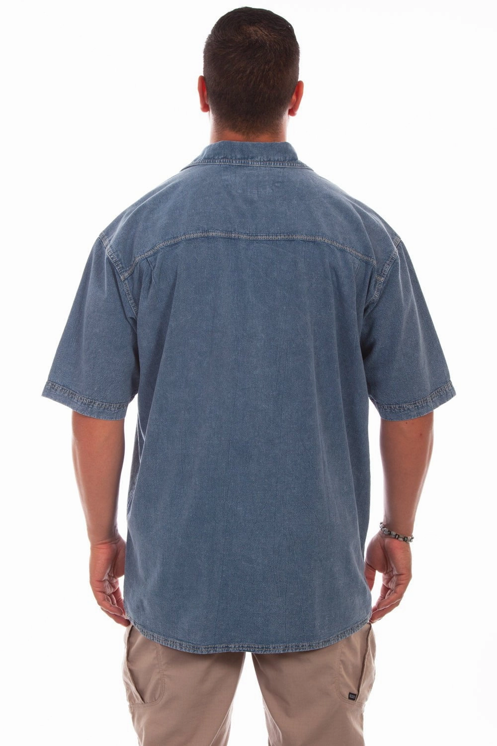 Scully Mens Lt Washed Denim 100% Cotton Traveler S/S Shirt Sleeveless Cut Must-Have Item