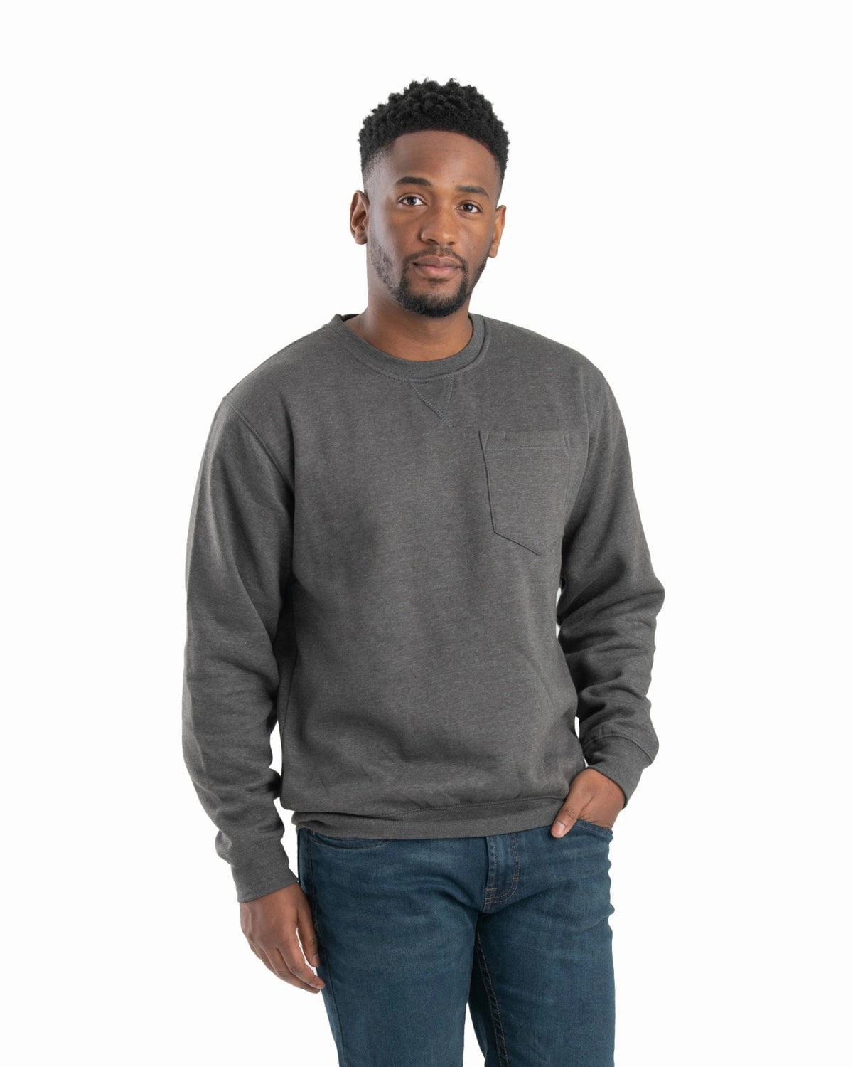 Timeless elegance Geometric Shape Berne Mens Graphite Cotton Blend Appalachian Crewneck