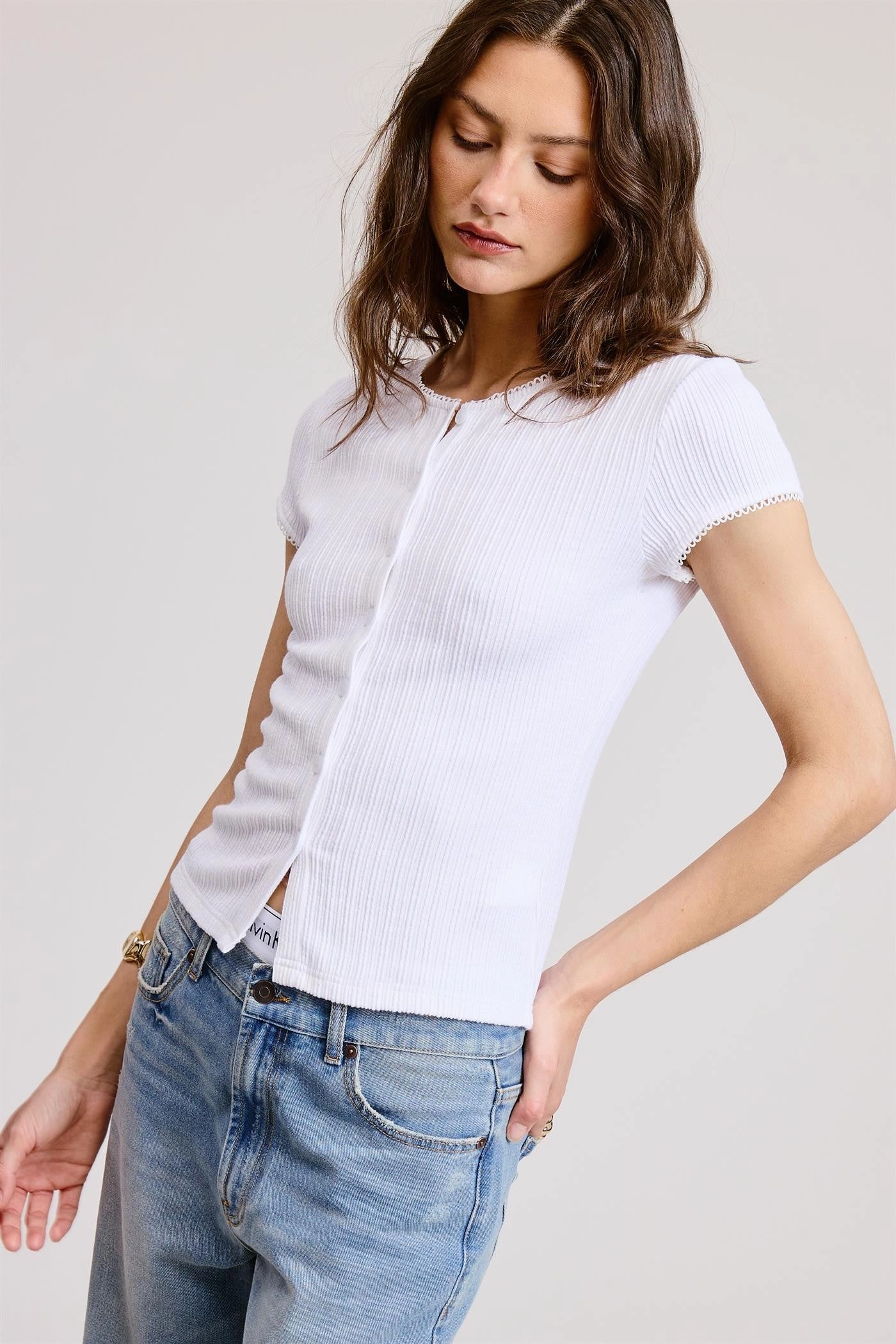 Light Knit Stay With Me Ribbed Top - Ivory