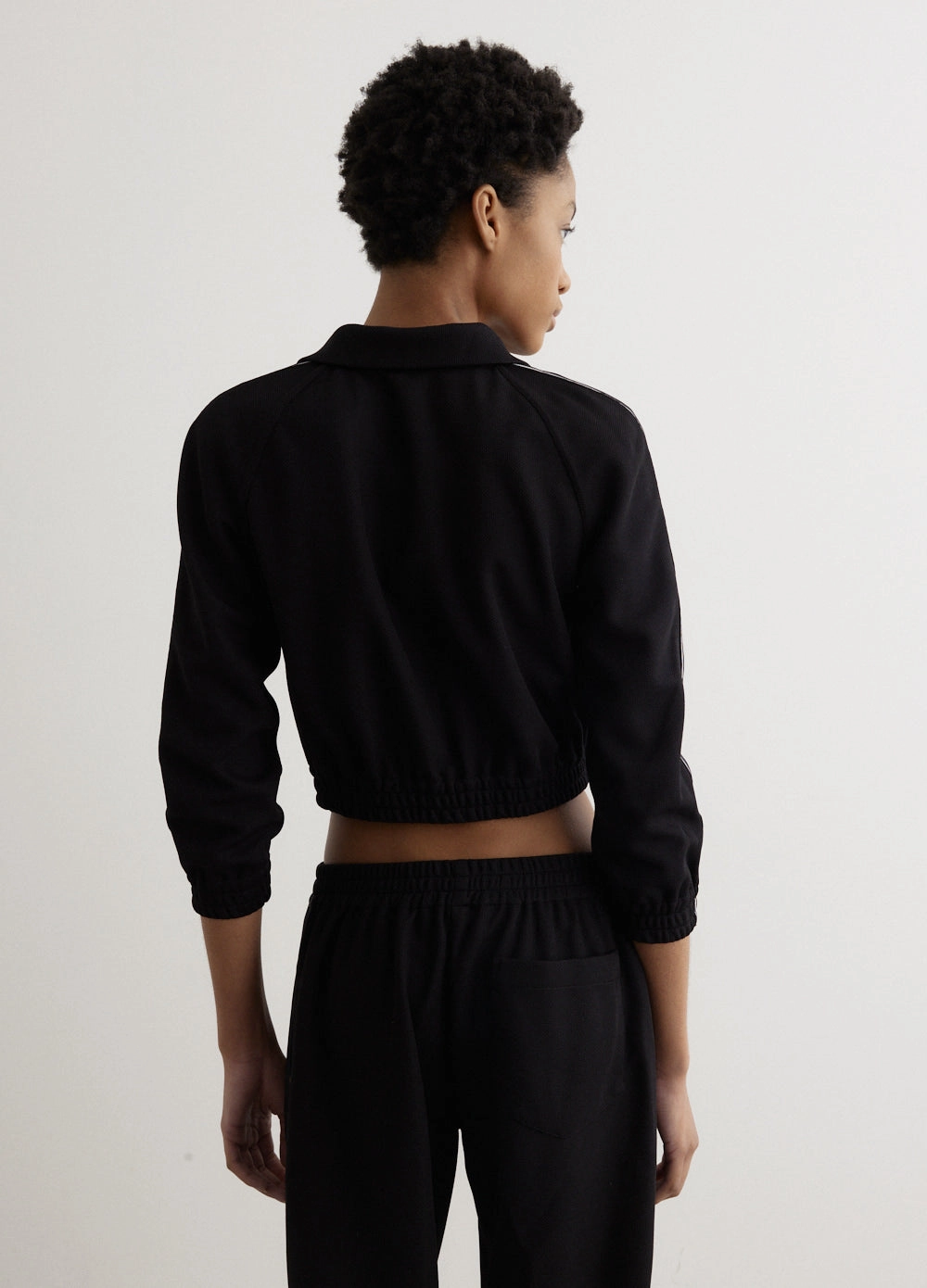 Recycled Material Blend Crisp Weather Fit Logo Tape Cropped Track Jacket