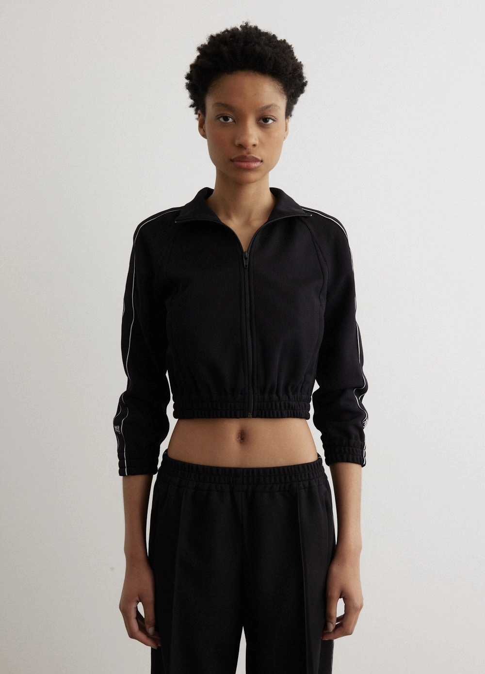 Logo Tape Cropped Track Jacket Anti Static Finish