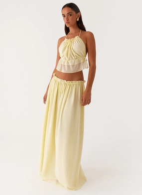RibbedTexture Zaya Maxi Skirt - Yellow