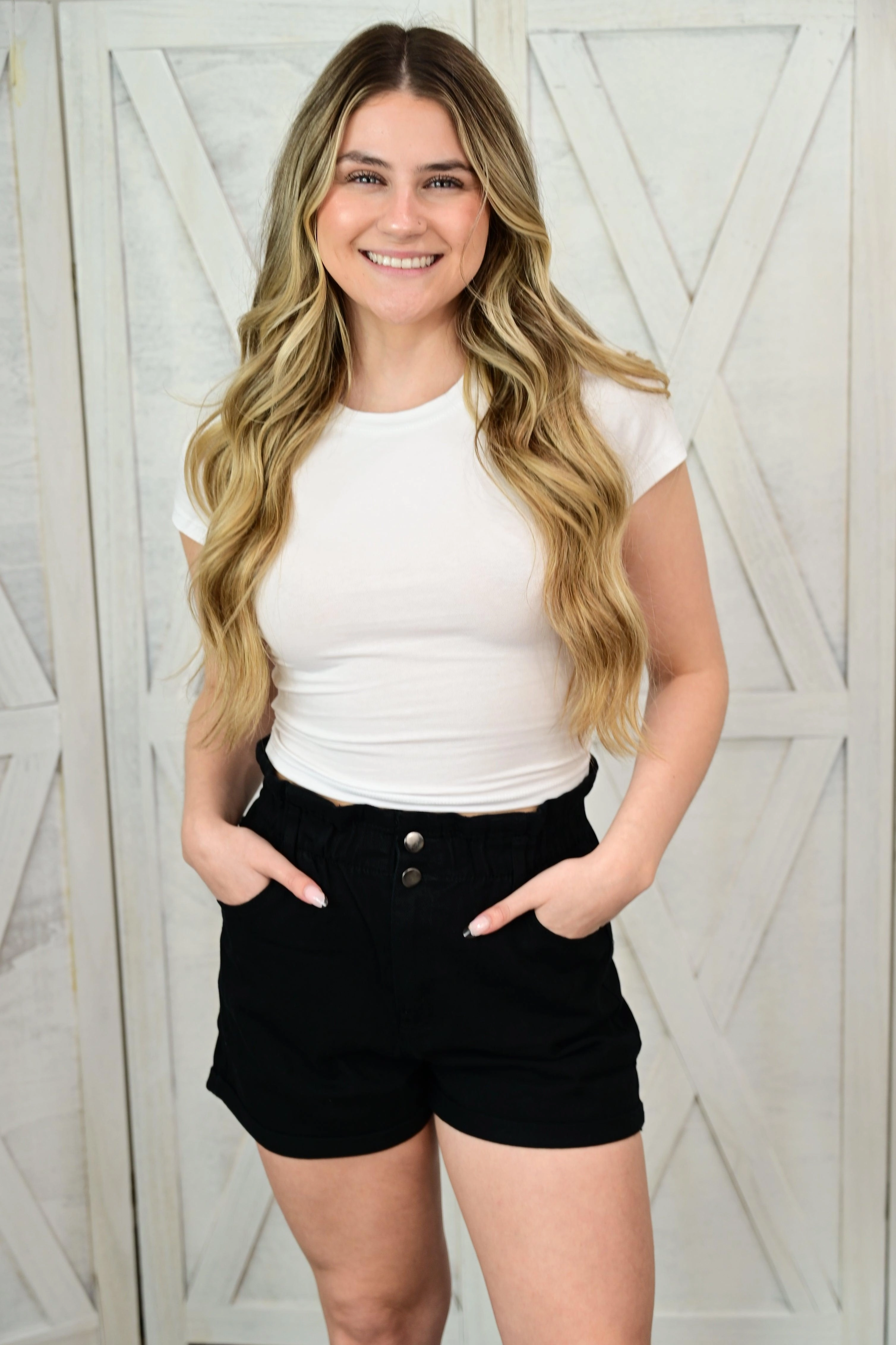 Weekend Vibes Artist Vibe Premium Nora Double Buttoned Waistband Denim Shorts