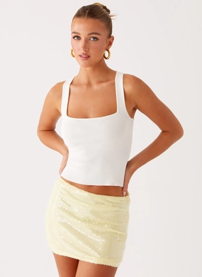Nostalgic Nights Sequin Mini Skirt - Lemon Spritz Weekend Vibes