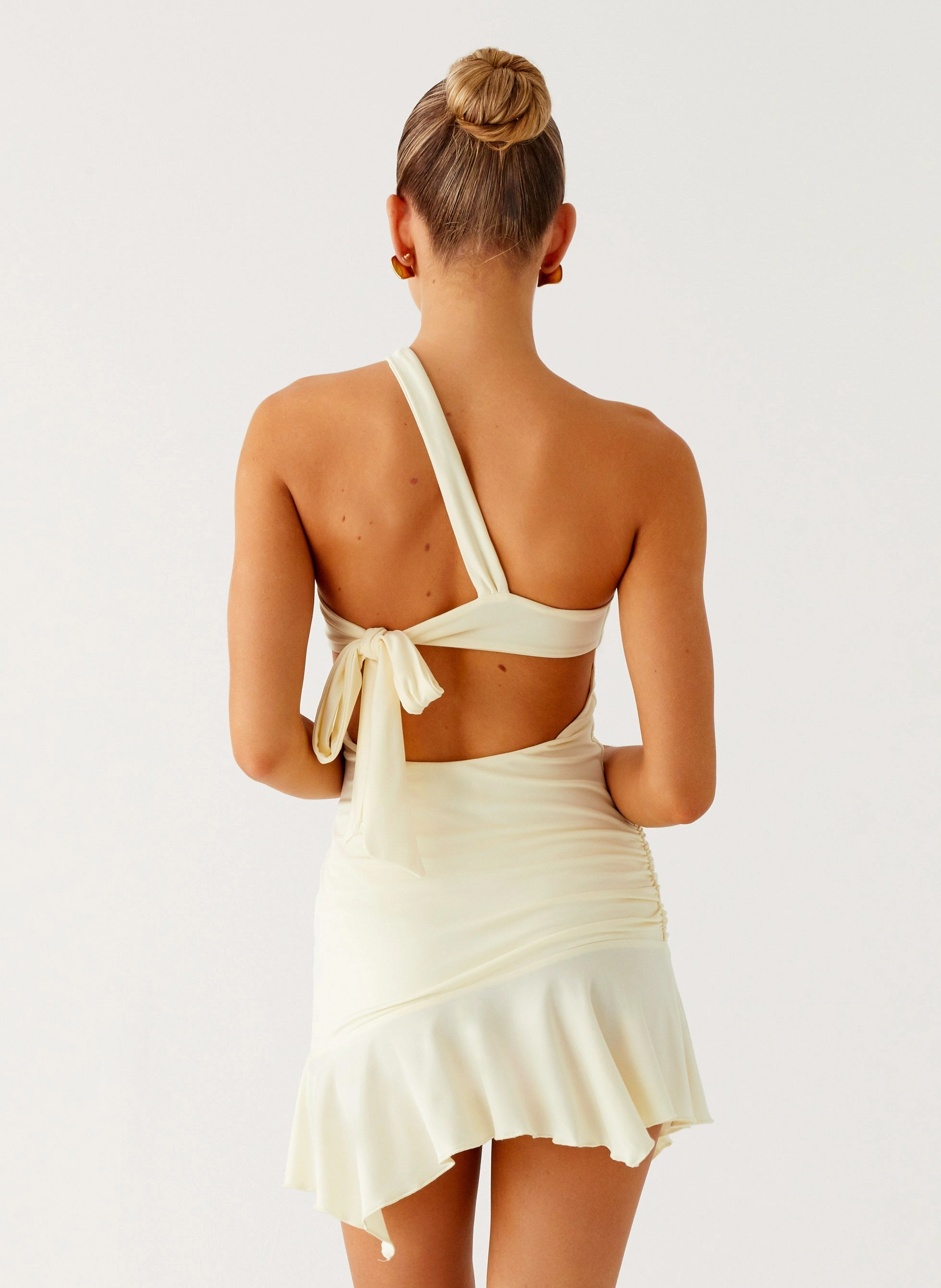 Not Your Fan Cut Out Mini Dress - Yellow Open Back