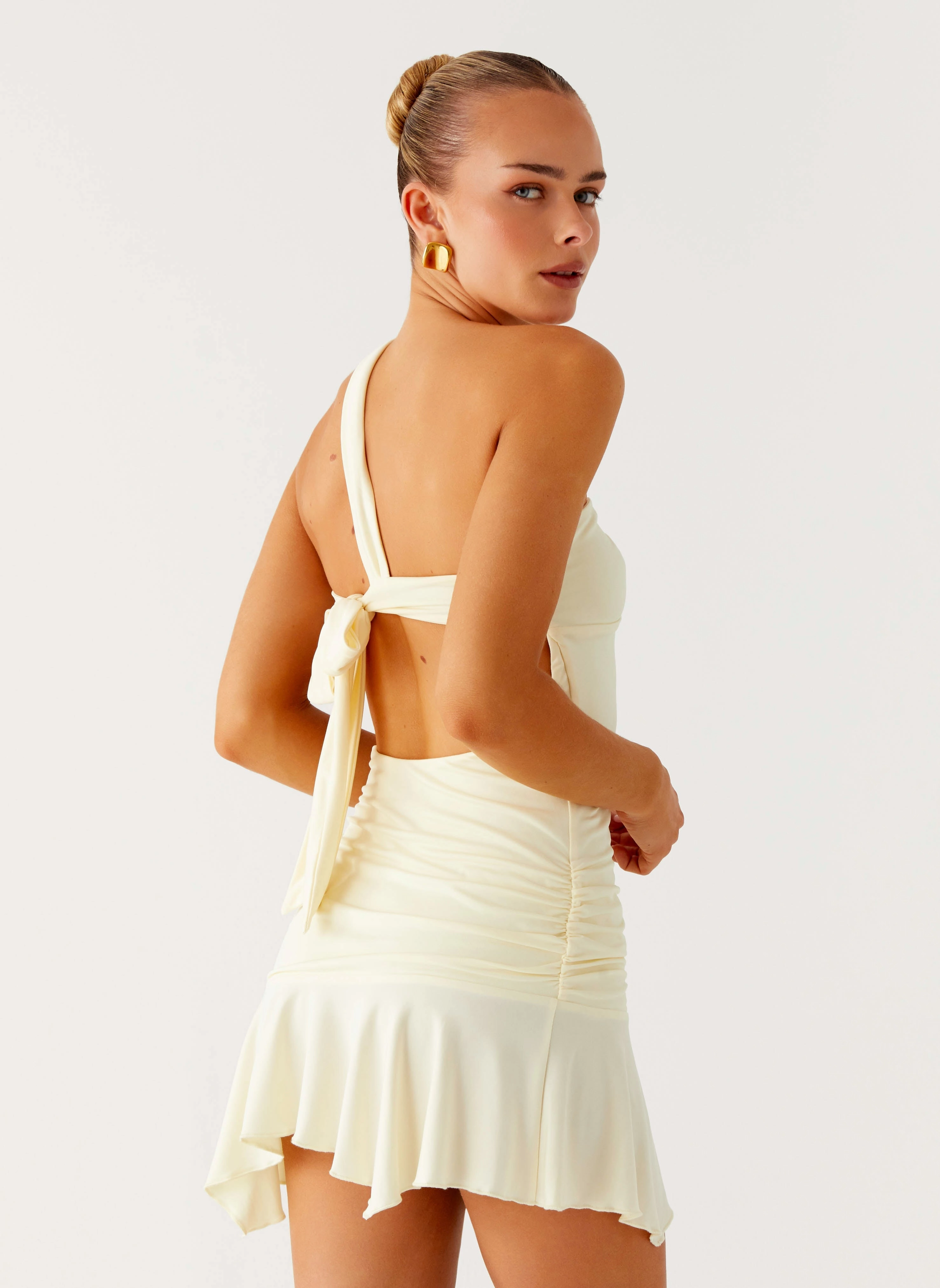 Cool Texture Not Your Fan Cut Out Mini Dress - Yellow