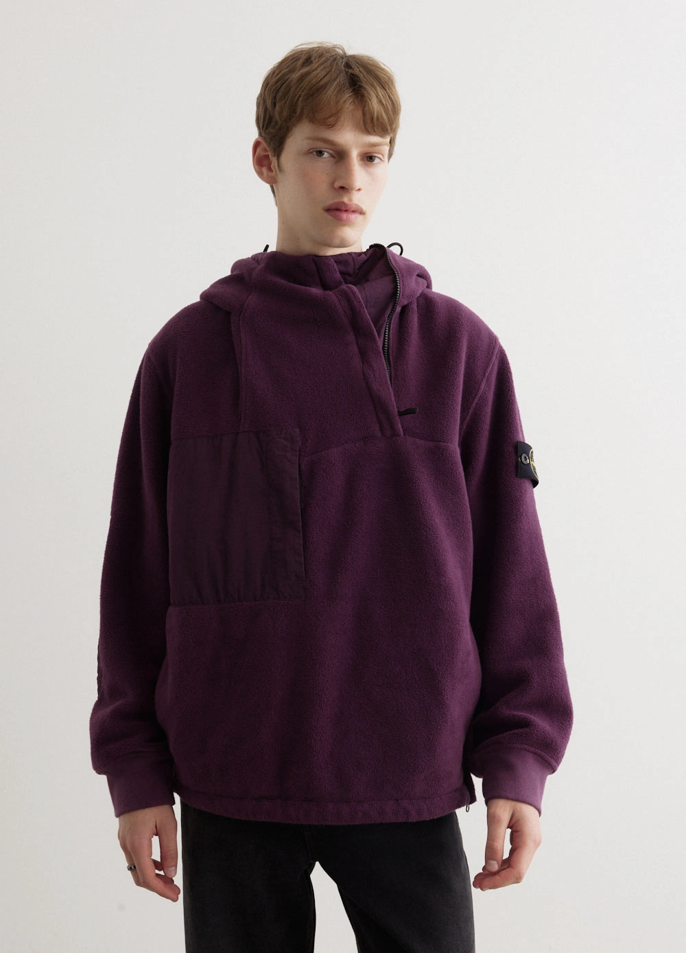 Simple Detail Nylon Cotton Fleece Anorak