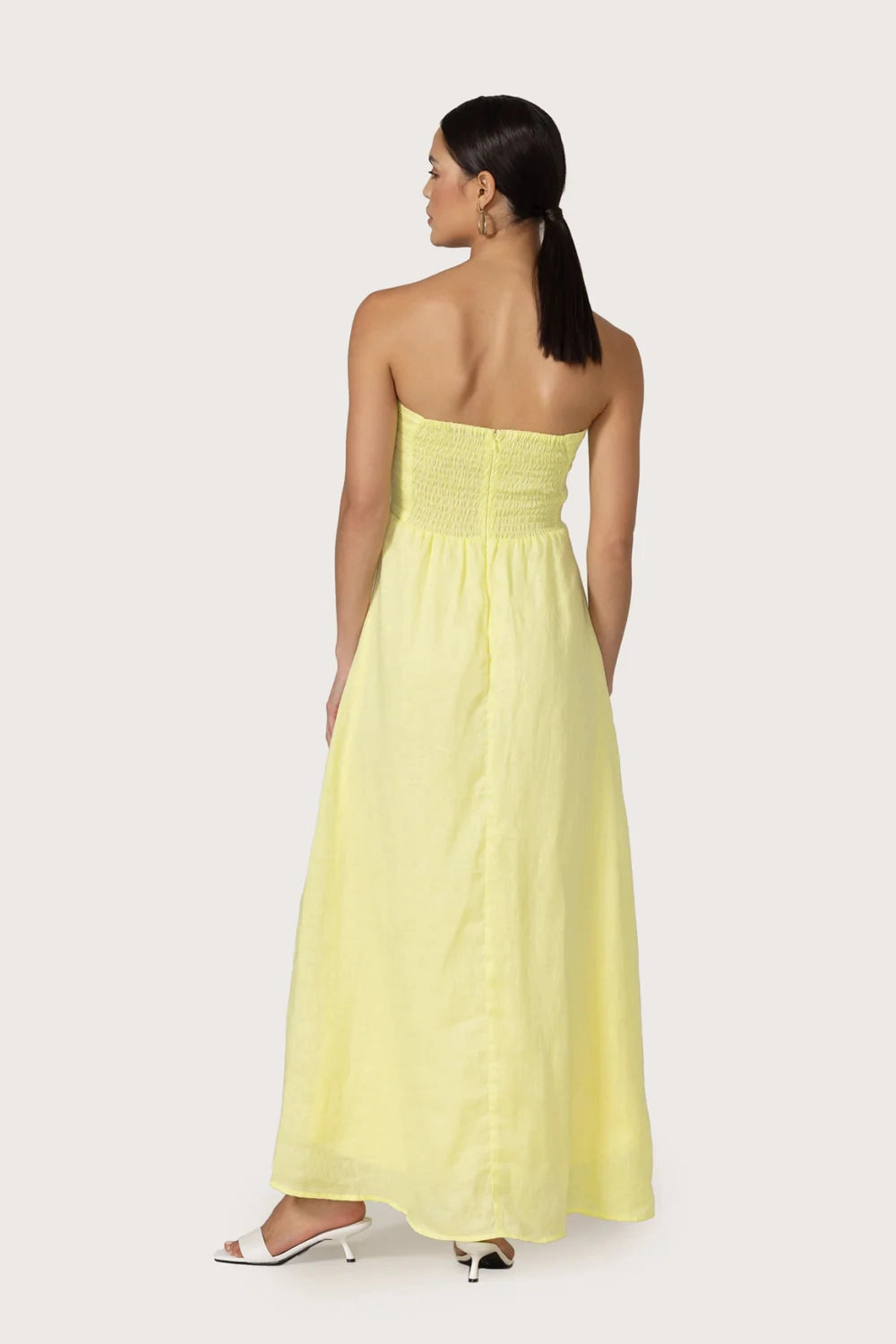 Melody Linen Maxi Dress in Lime Sunny Lace Shine Dressy
