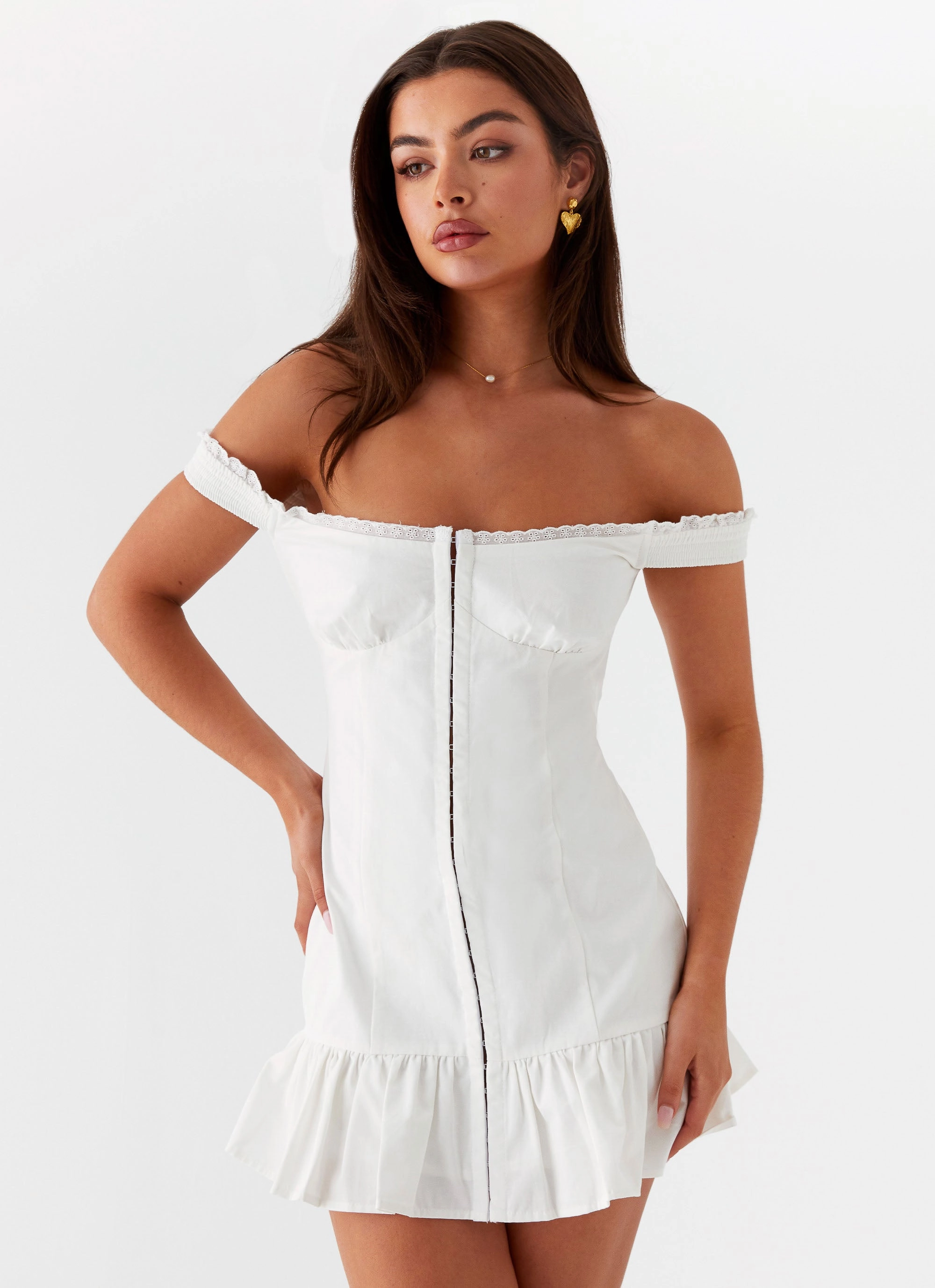 Odessa Frill Mini Dress - White Sister Charm Stylish Mood