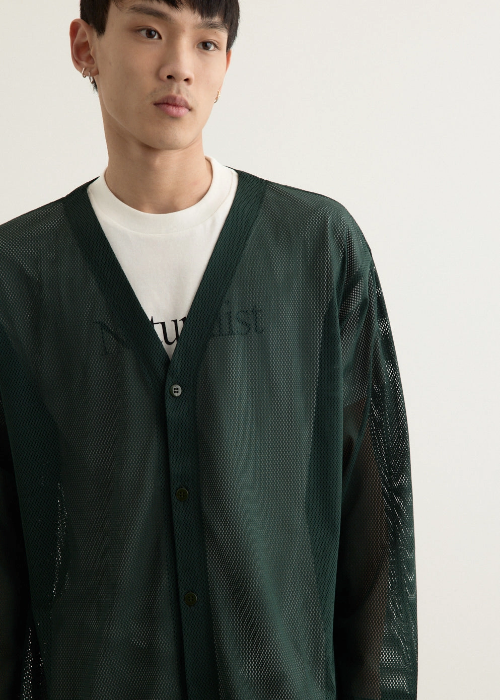 Flexible Fit Engineering S.S. V Neck Knit Mesh Cardigan