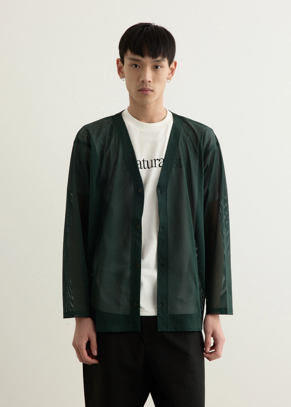 BreathableFabric S.S. V Neck Knit Mesh Cardigan