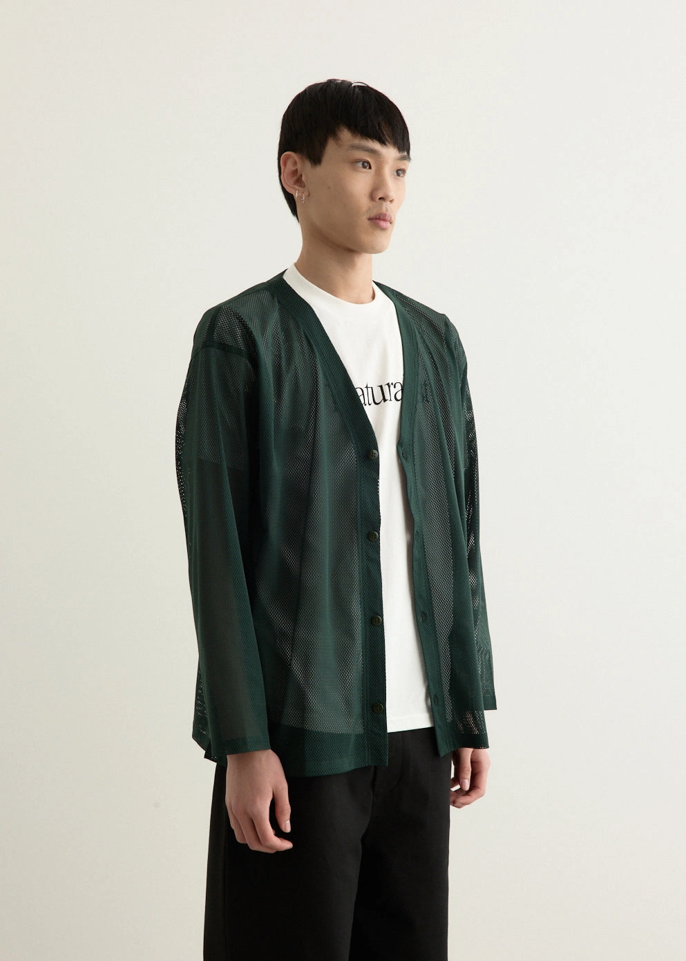 S.S. V Neck Knit Mesh Cardigan Ultra Flexible On Duty Layer