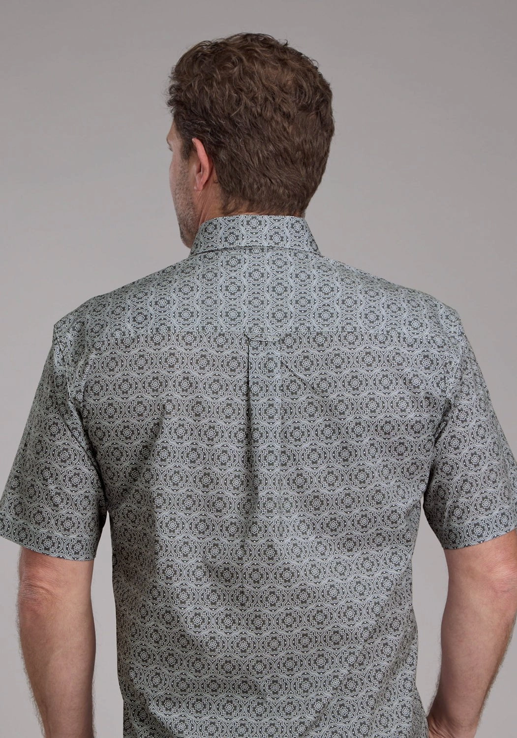 Roper Mens Stretch Medallion Paisley Grey Cotton Blend 1 Pkt S/S Shirt Anti Pill Technology Durable Stitching