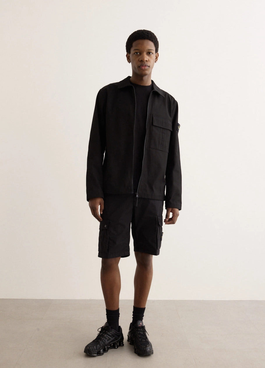 WaterRepellentFabric AbrasionResistantEdging Panama Cotton Zip Overshirt