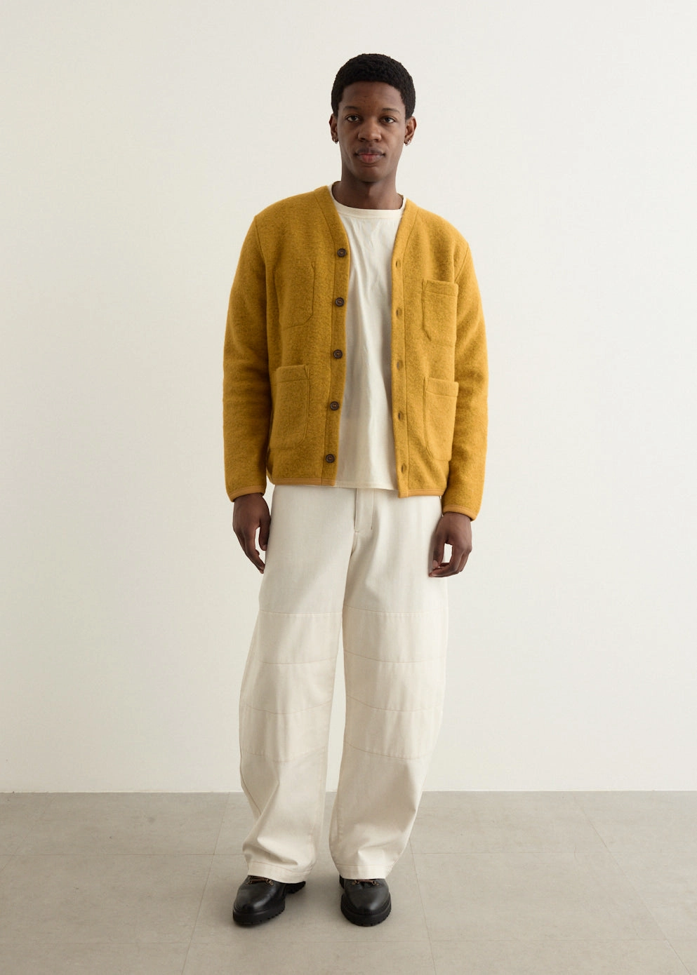 Soft Texture Flexible Ribbing Wool Fleece Cardigan