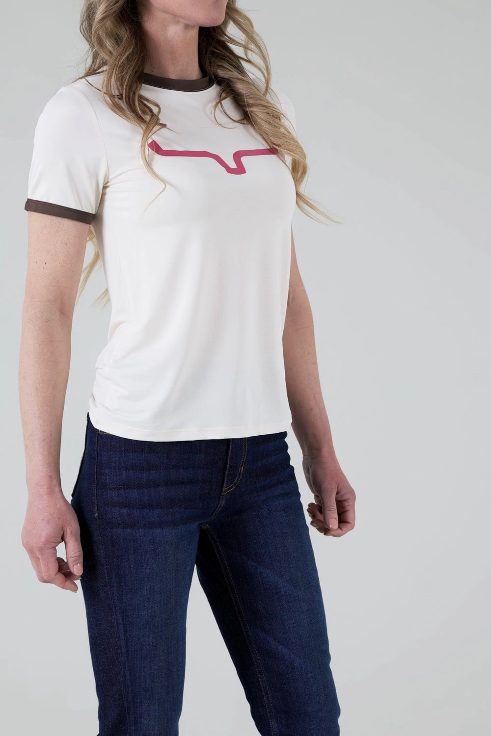 Formal Elegance Kimes Ranch Womens Steadfast Ringer Tee Natural Poly/Spandex S/S T-Shirt