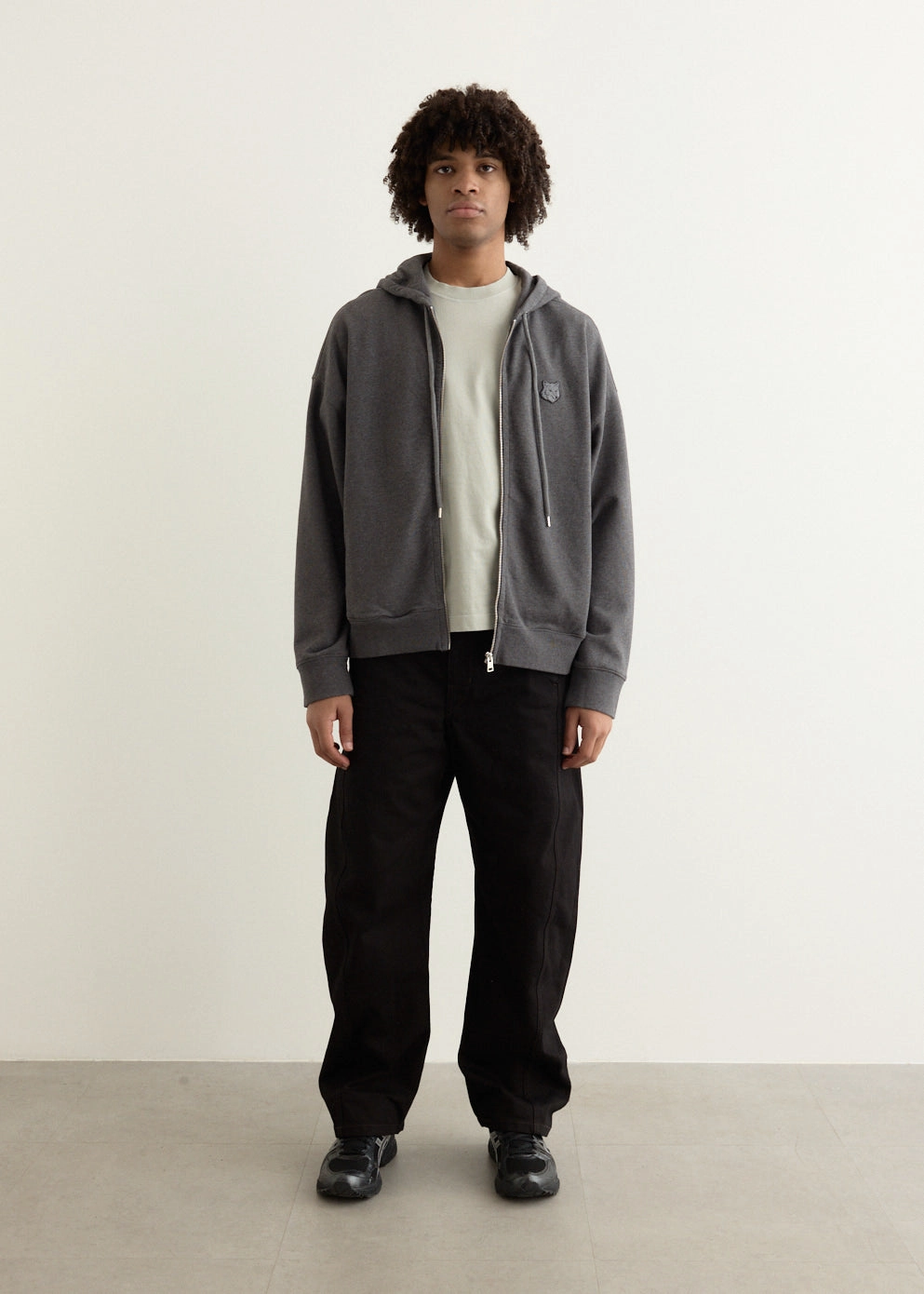 Bold Fox Head Patch Full Zip Oversized Hoodie Seamless Bonding Sealed Seams