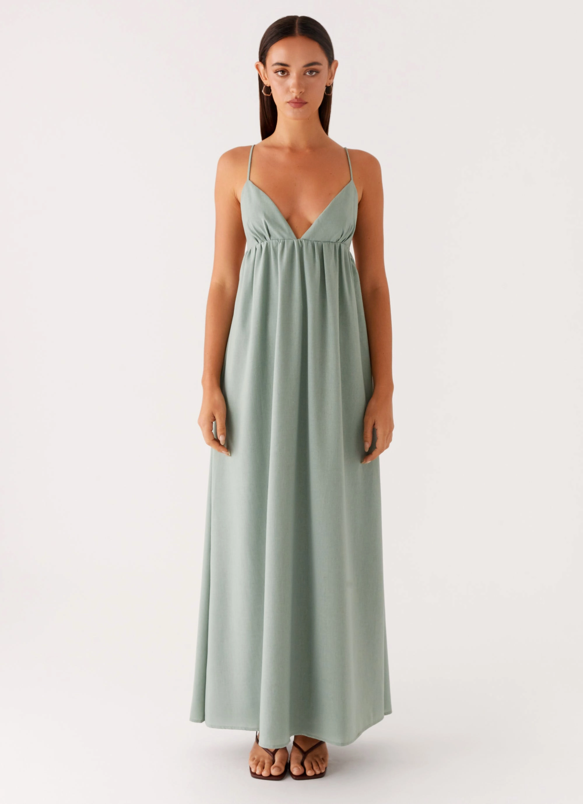 Greer Maxi Dress - Sage button detail